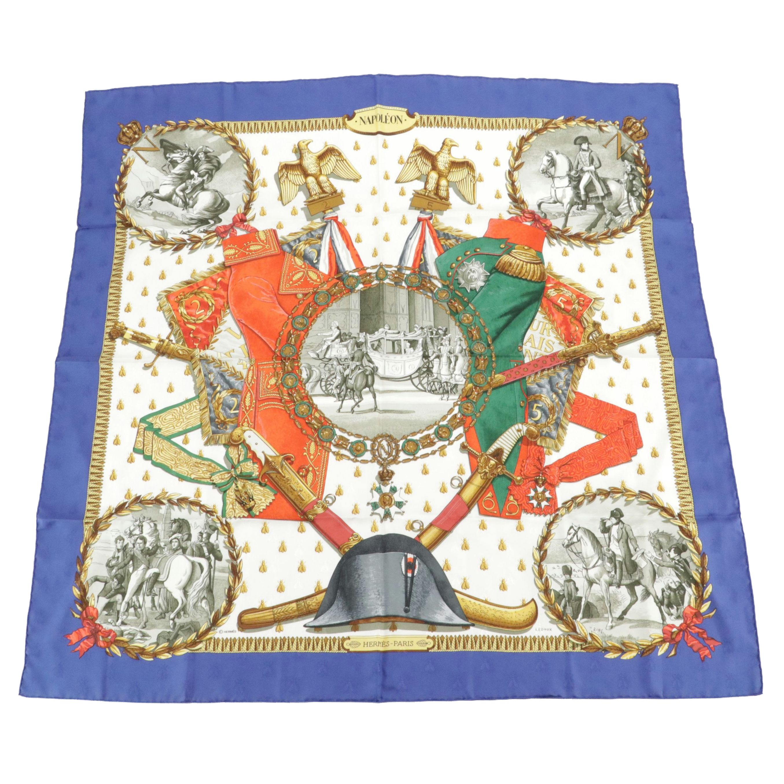 Hermès "Napoléon" Silk Bee Jacquard Scarf 90