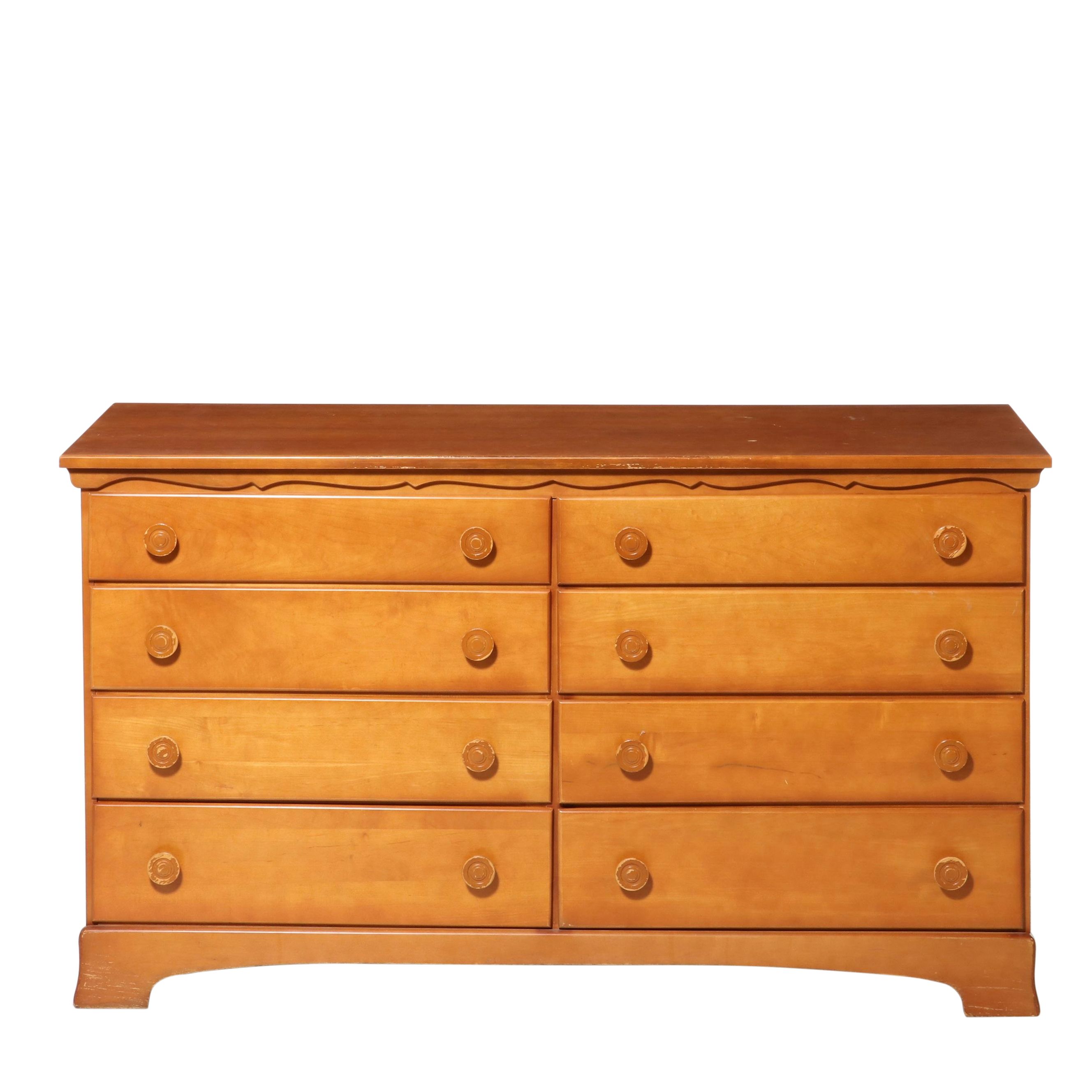 Burns Case Goods Colonial Revival Style Maple Dresser with Mirror