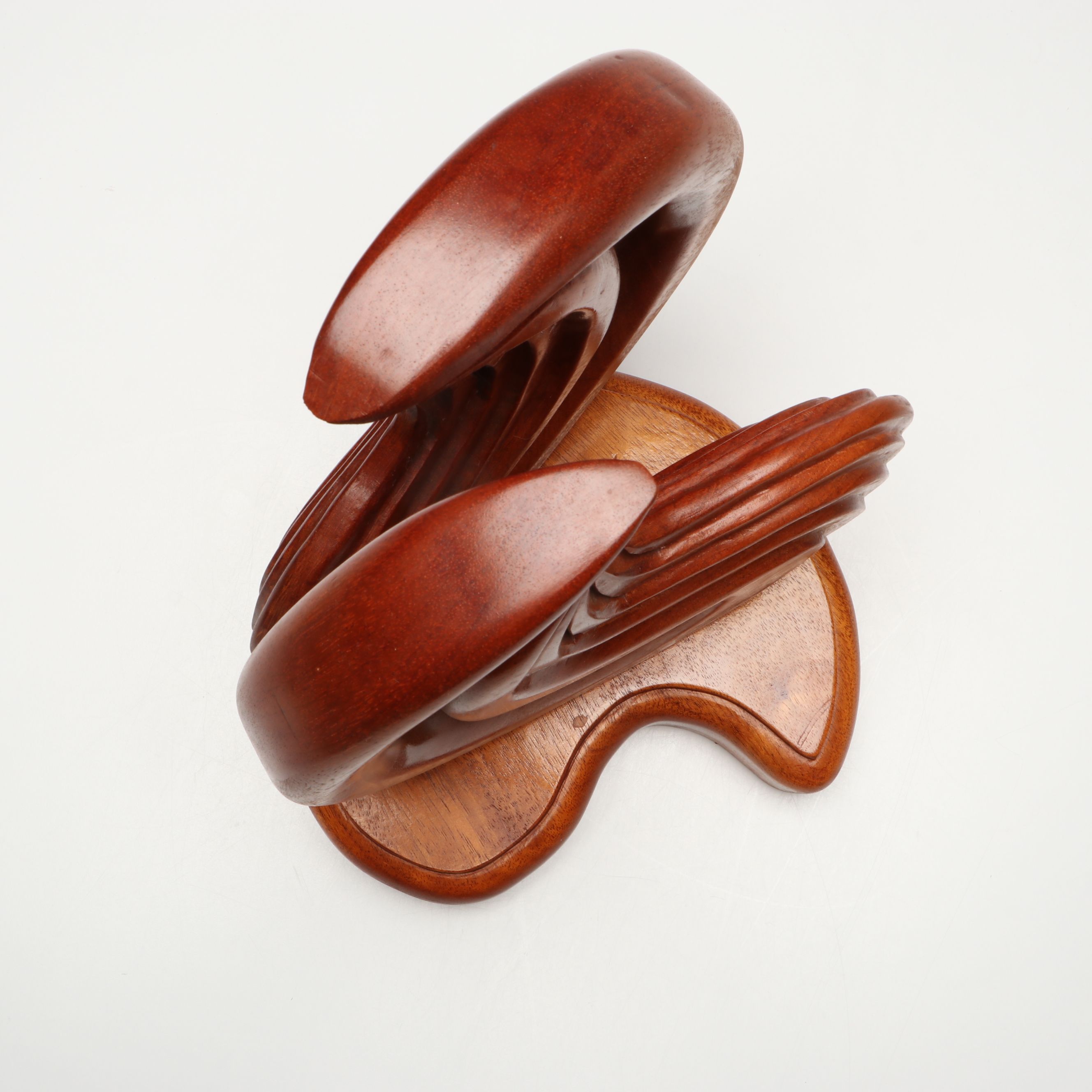 MCM Carved Wood Double Flame Biomorphic Sculpture