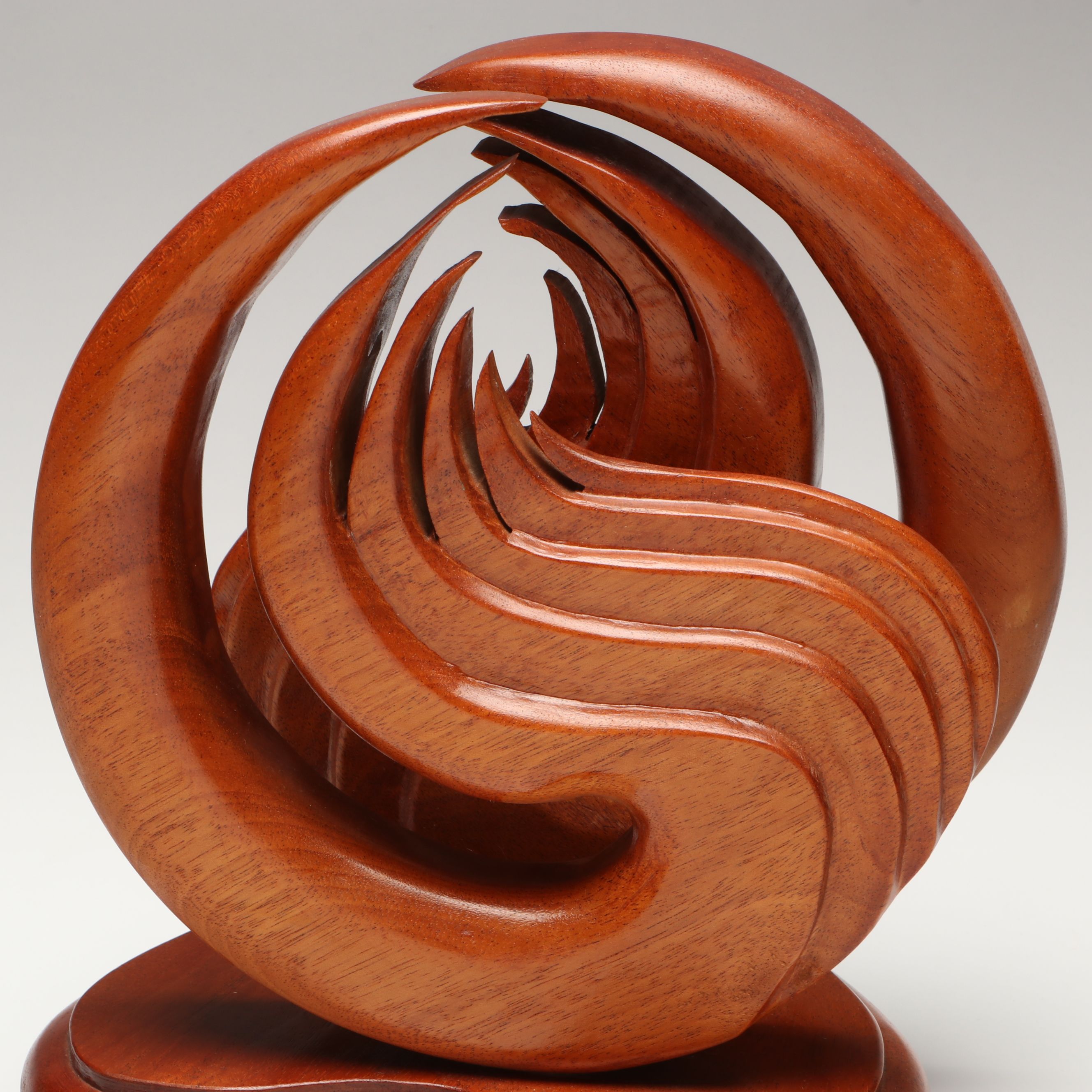 MCM Carved Wood Double Flame Biomorphic Sculpture