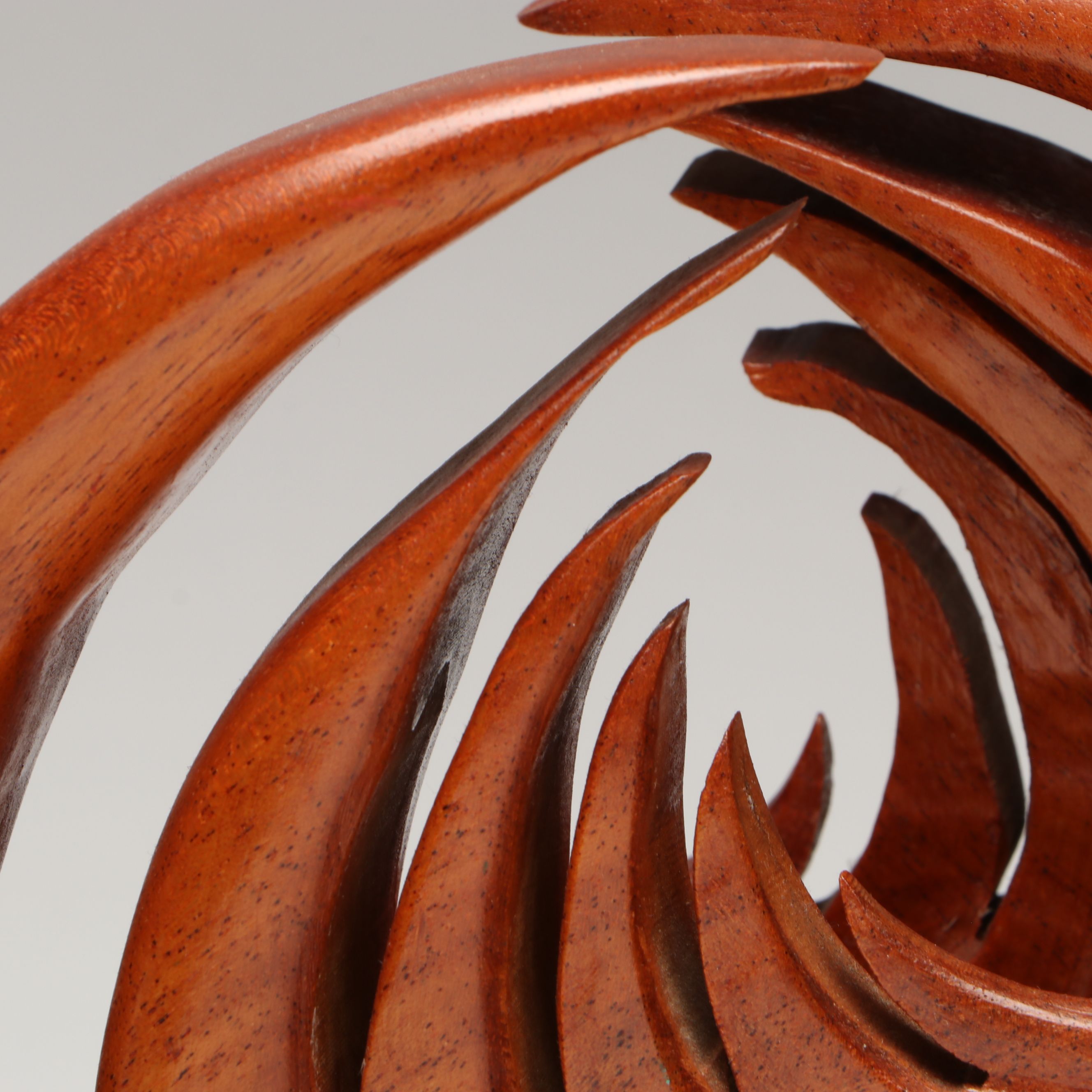 MCM Carved Wood Double Flame Biomorphic Sculpture