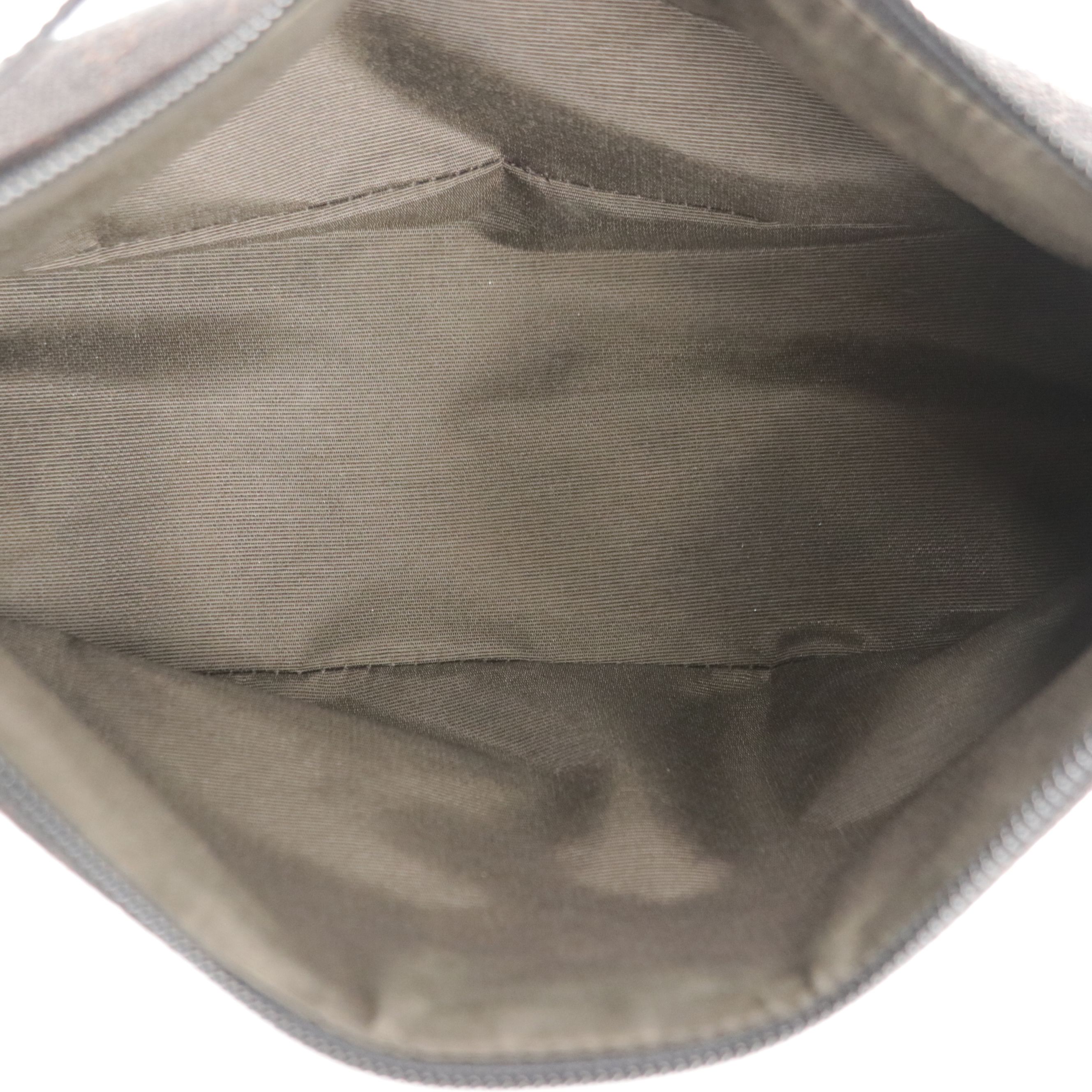 Gucci Boat Pochette Bag in Black/Dark Brown GG Canvas and Black Leather