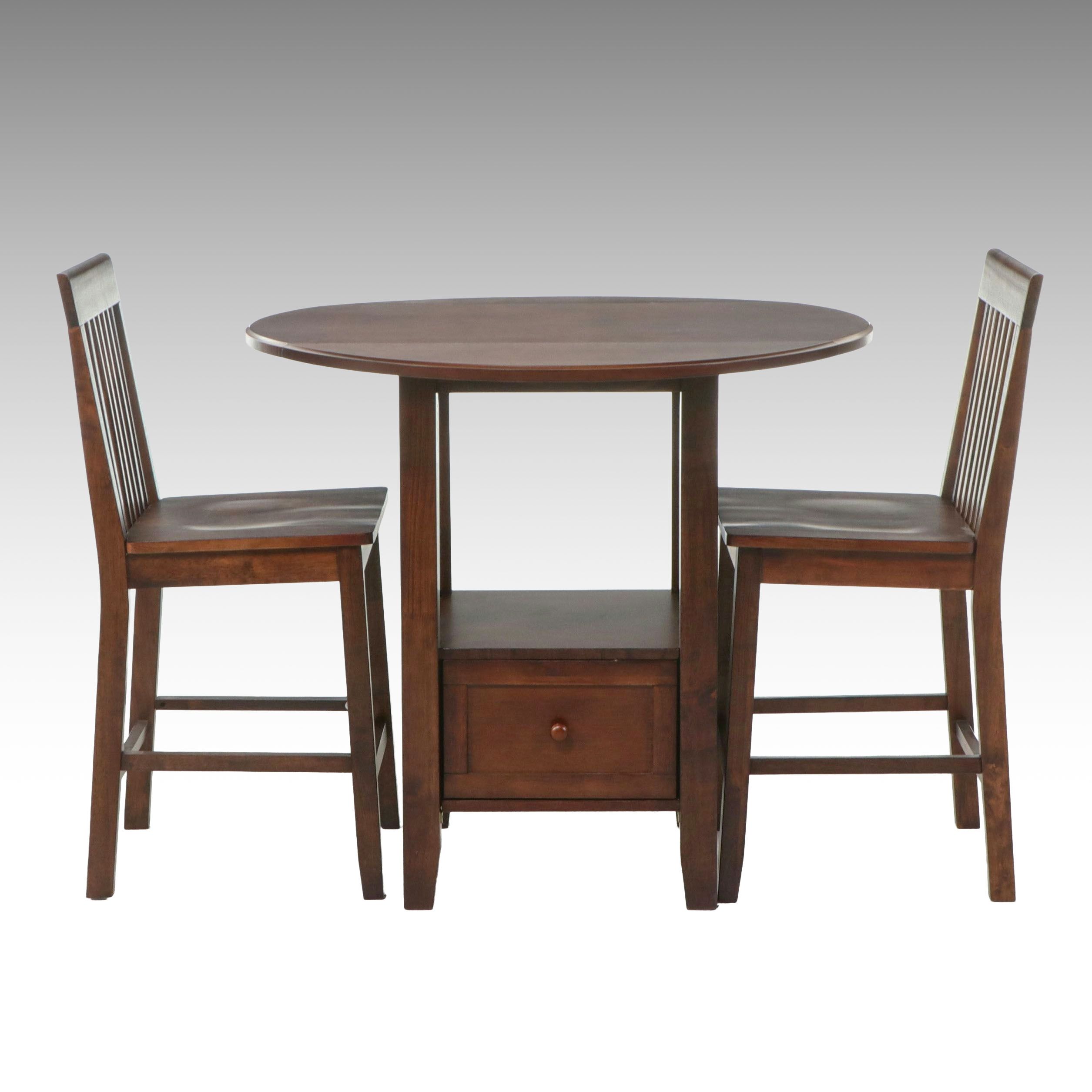 Three-Piece Contemporary Pub-Style Drop-Leaf Dining Set, 21st Century