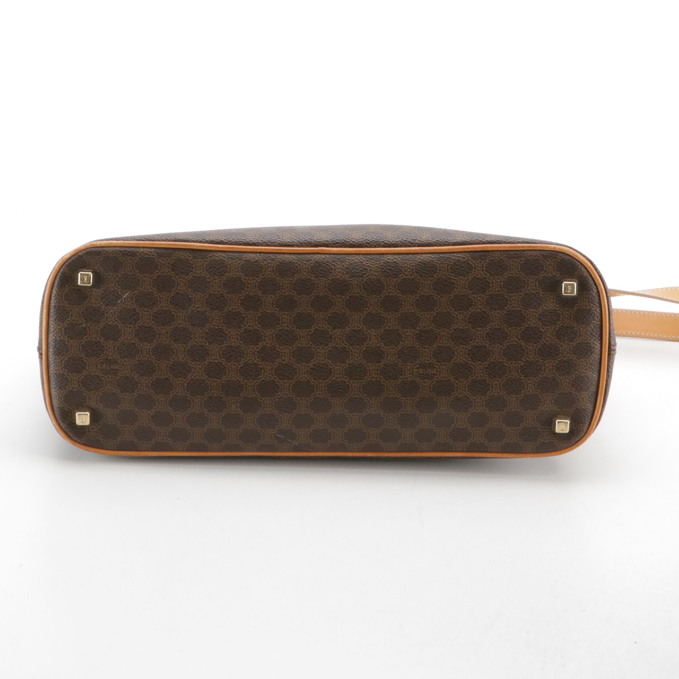 Celine Top Handle Two-Way Dome Bag in Macadam Canvas and Leather