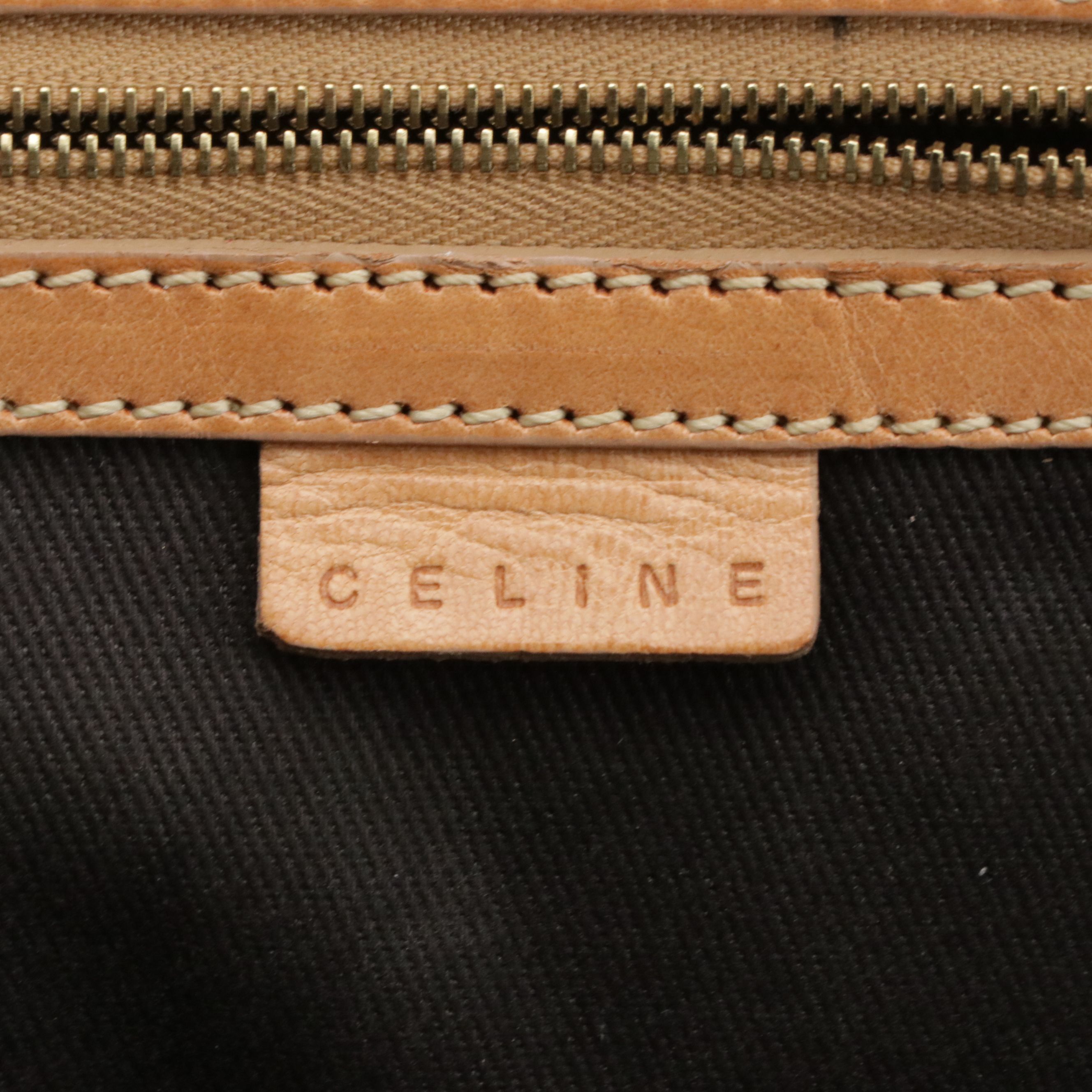 Celine Top Handle Two-Way Dome Bag in Macadam Canvas and Leather