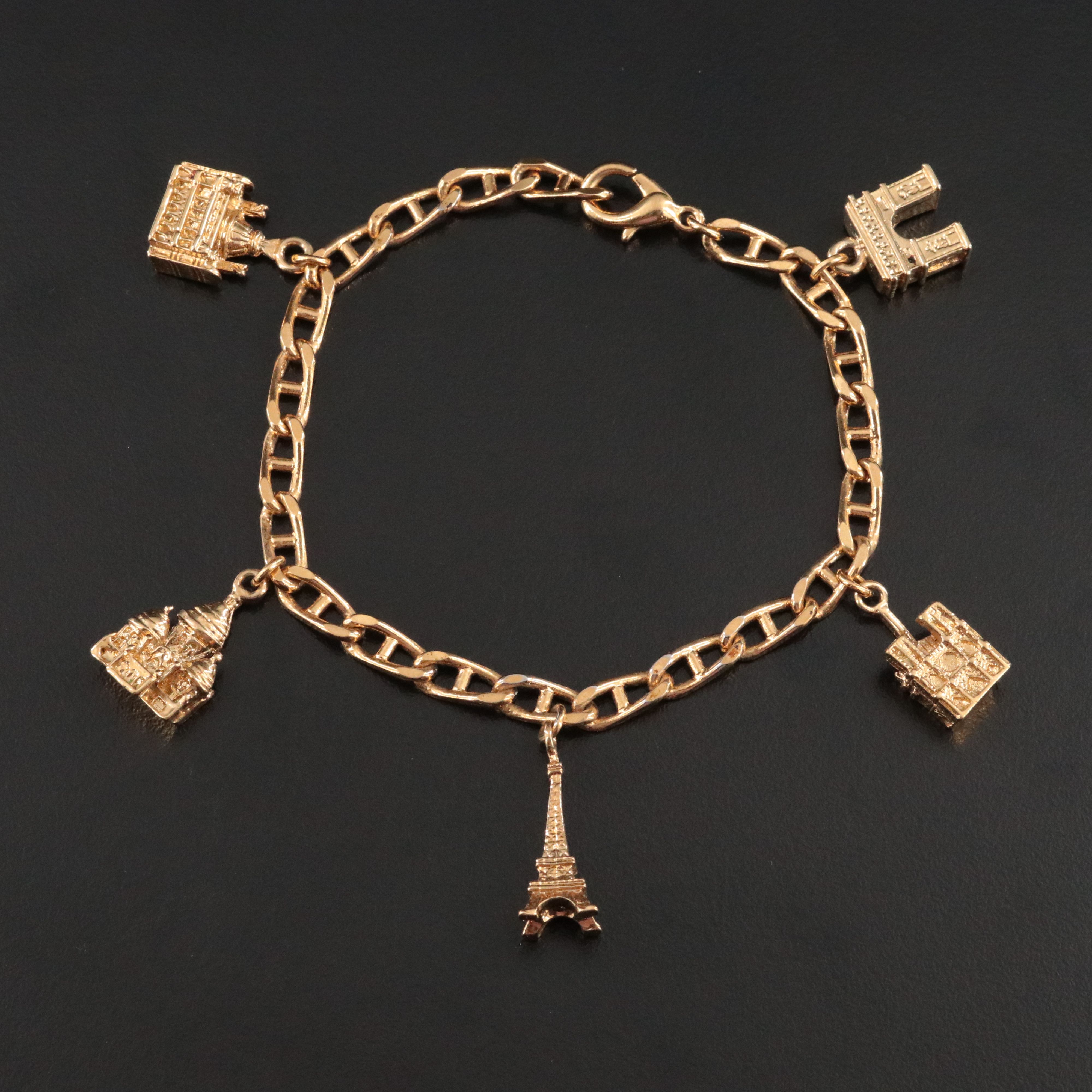 Paris France Landmark Charm Bracelet