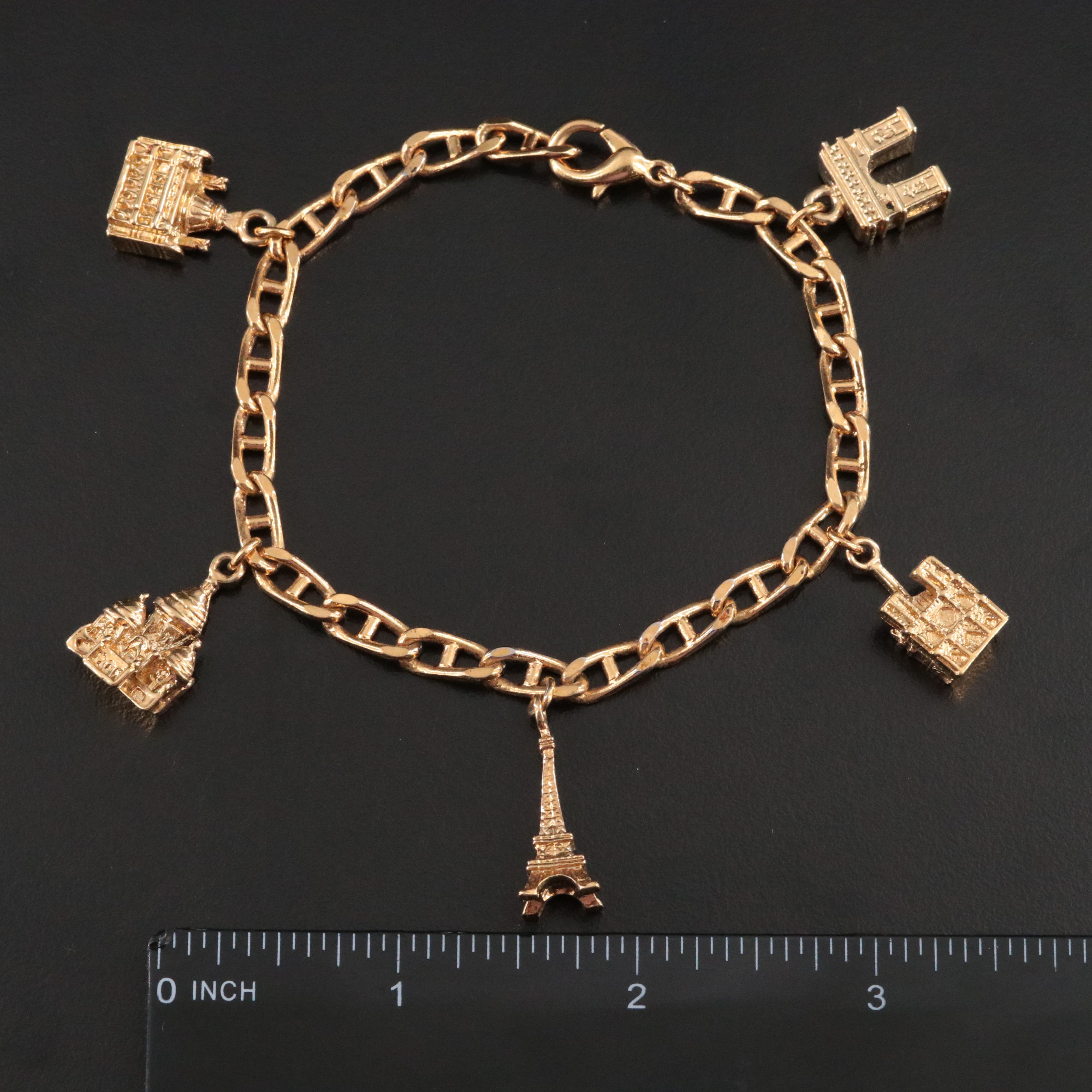 Paris France Landmark Charm Bracelet