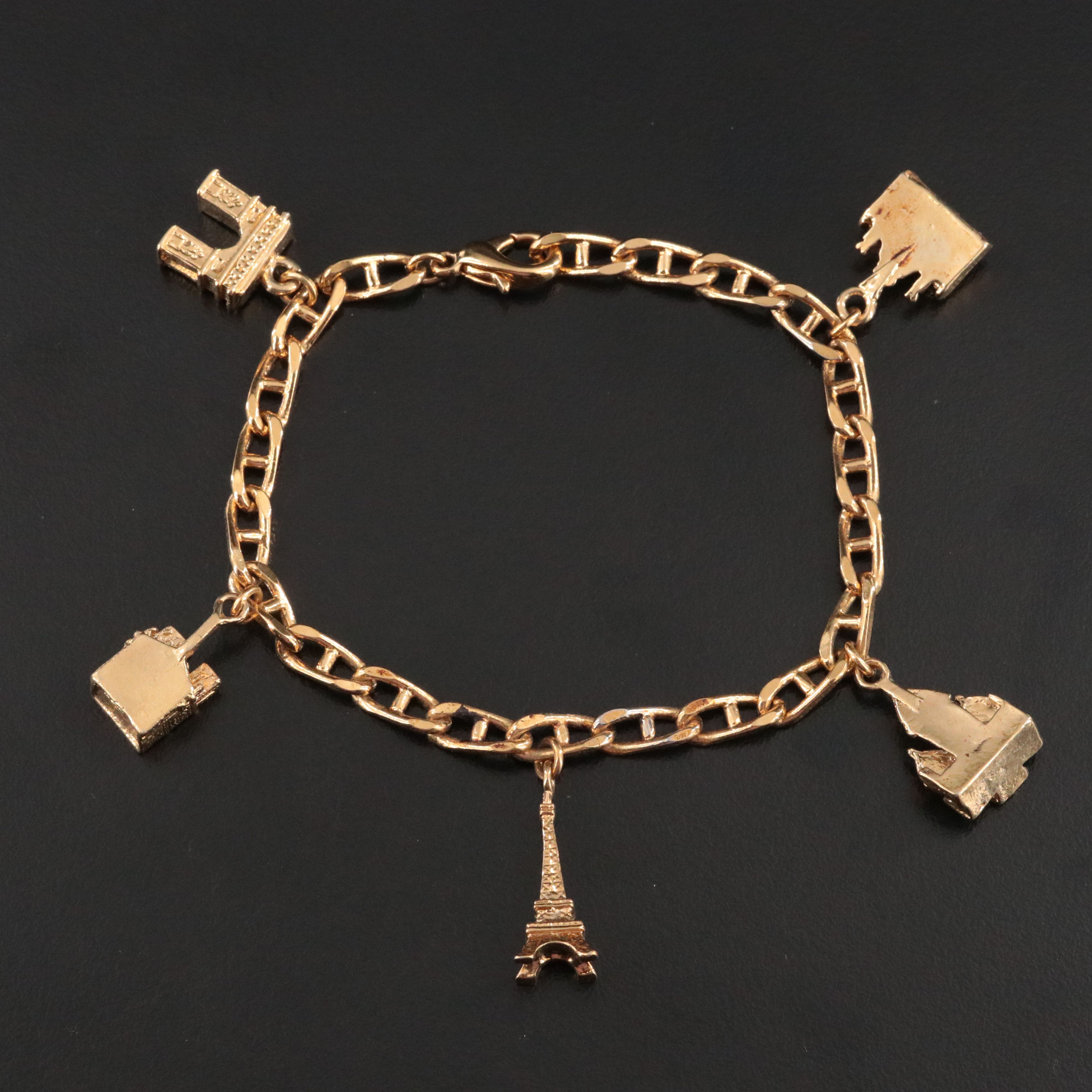 Paris France Landmark Charm Bracelet