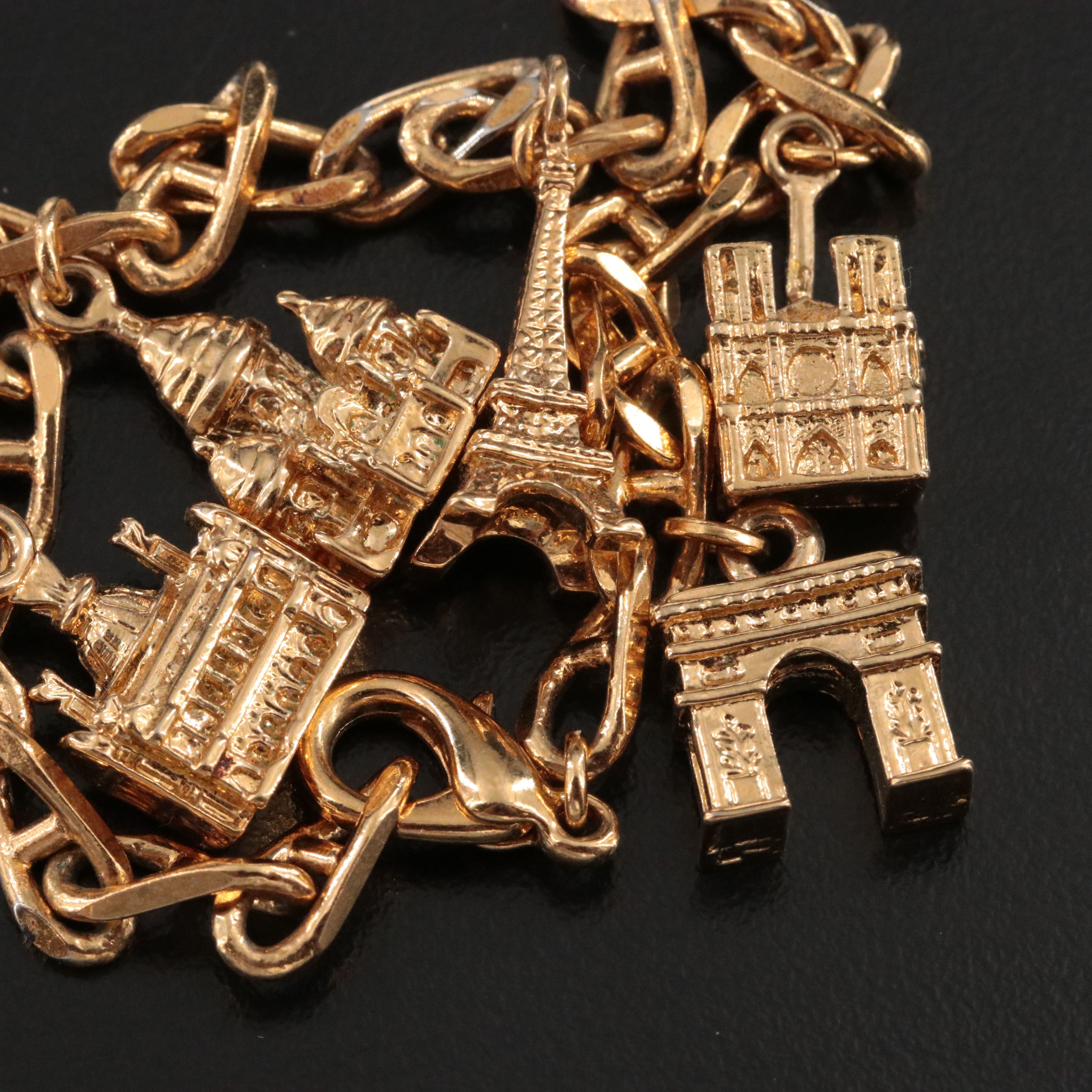 Paris France Landmark Charm Bracelet