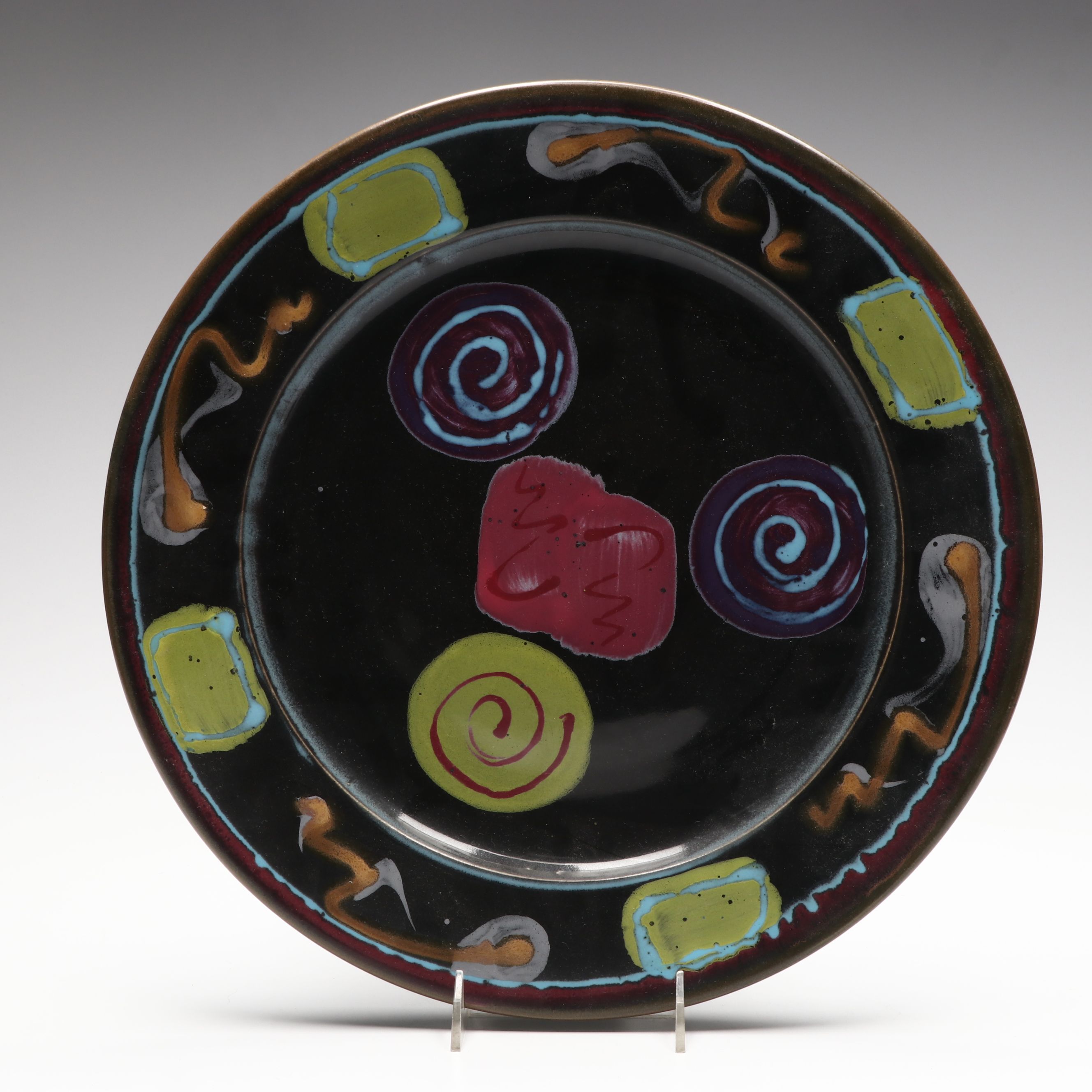 Polychrome Glazed Tray with Unglazed Ceramic Tray