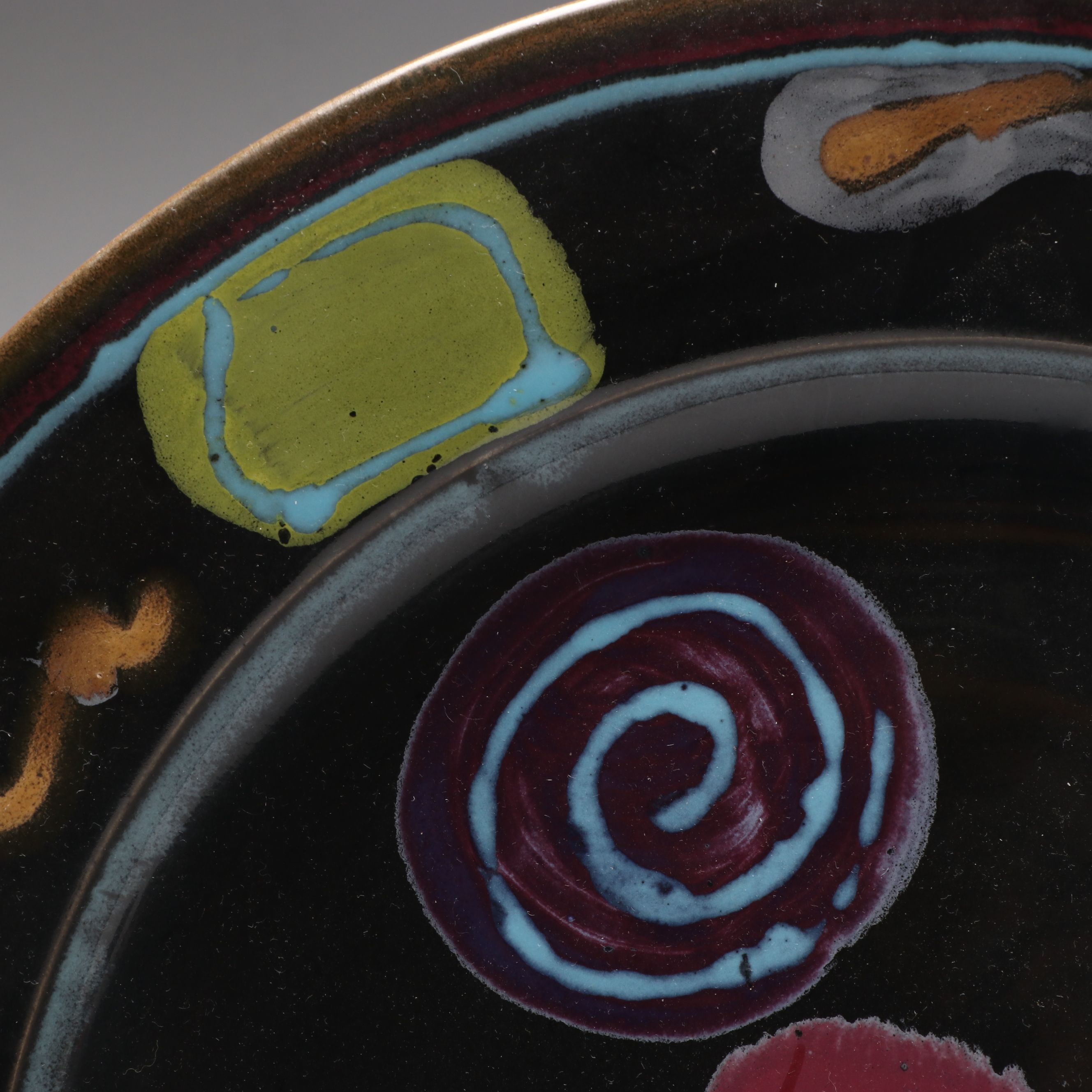 Polychrome Glazed Tray with Unglazed Ceramic Tray
