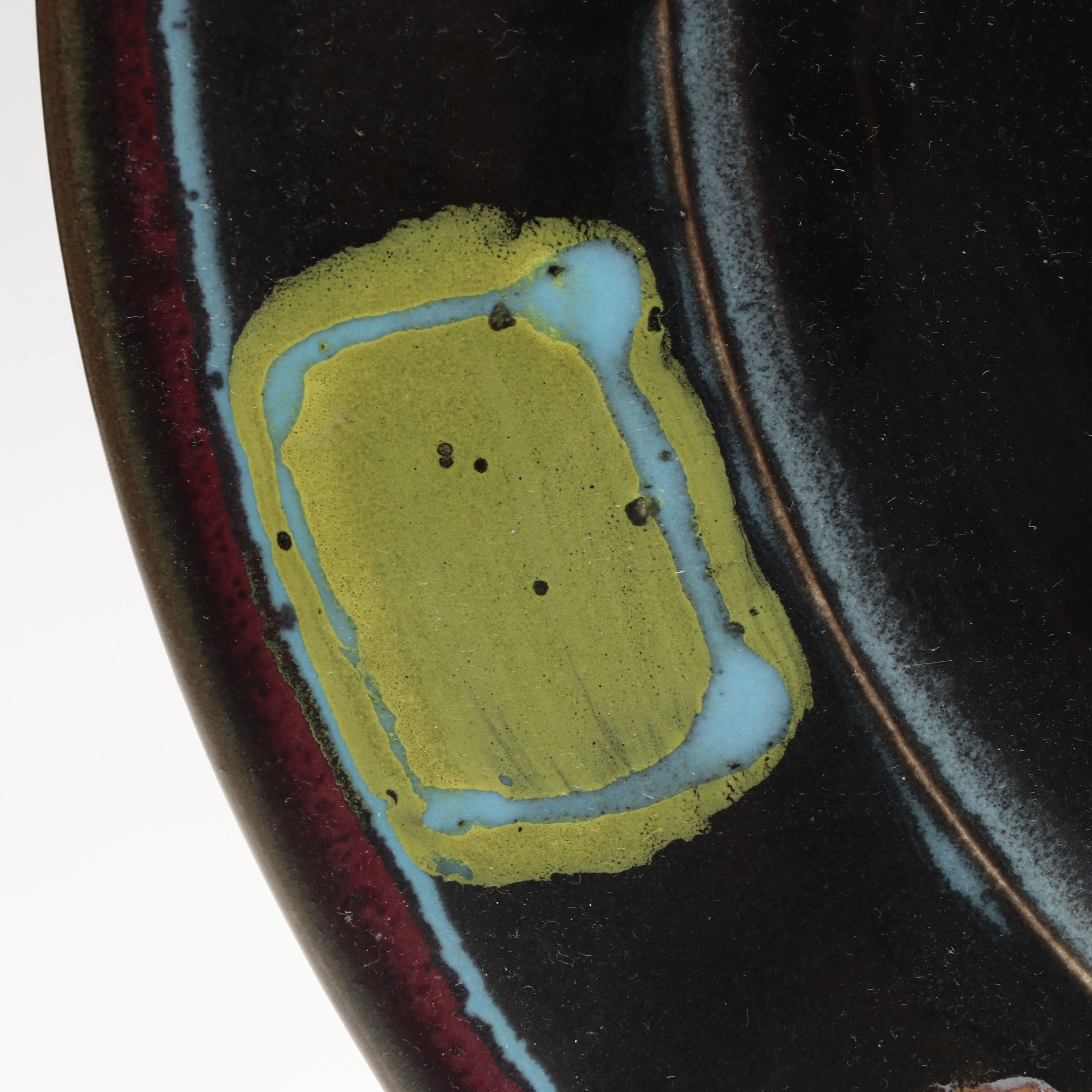 Polychrome Glazed Tray with Unglazed Ceramic Tray