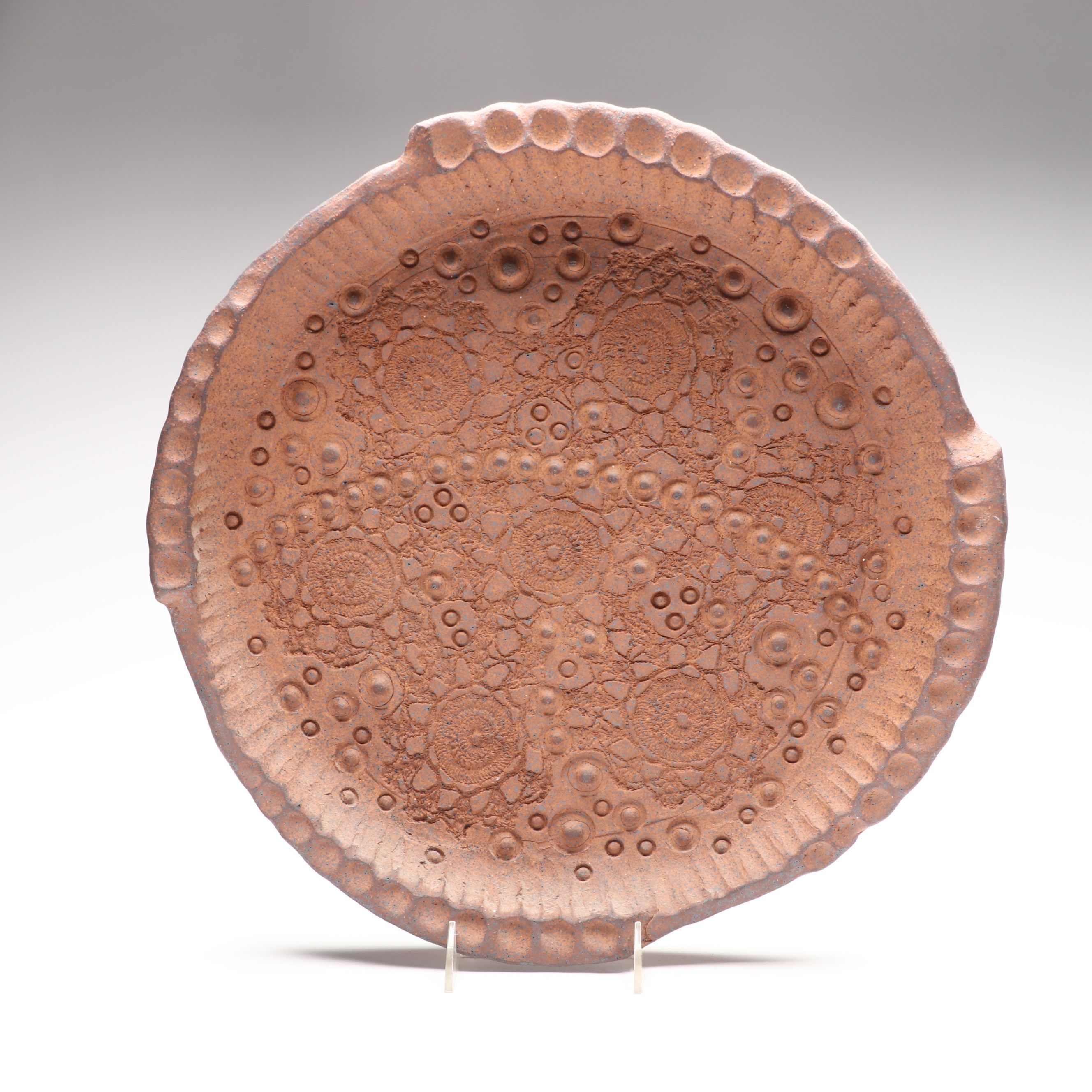 Polychrome Glazed Tray with Unglazed Ceramic Tray