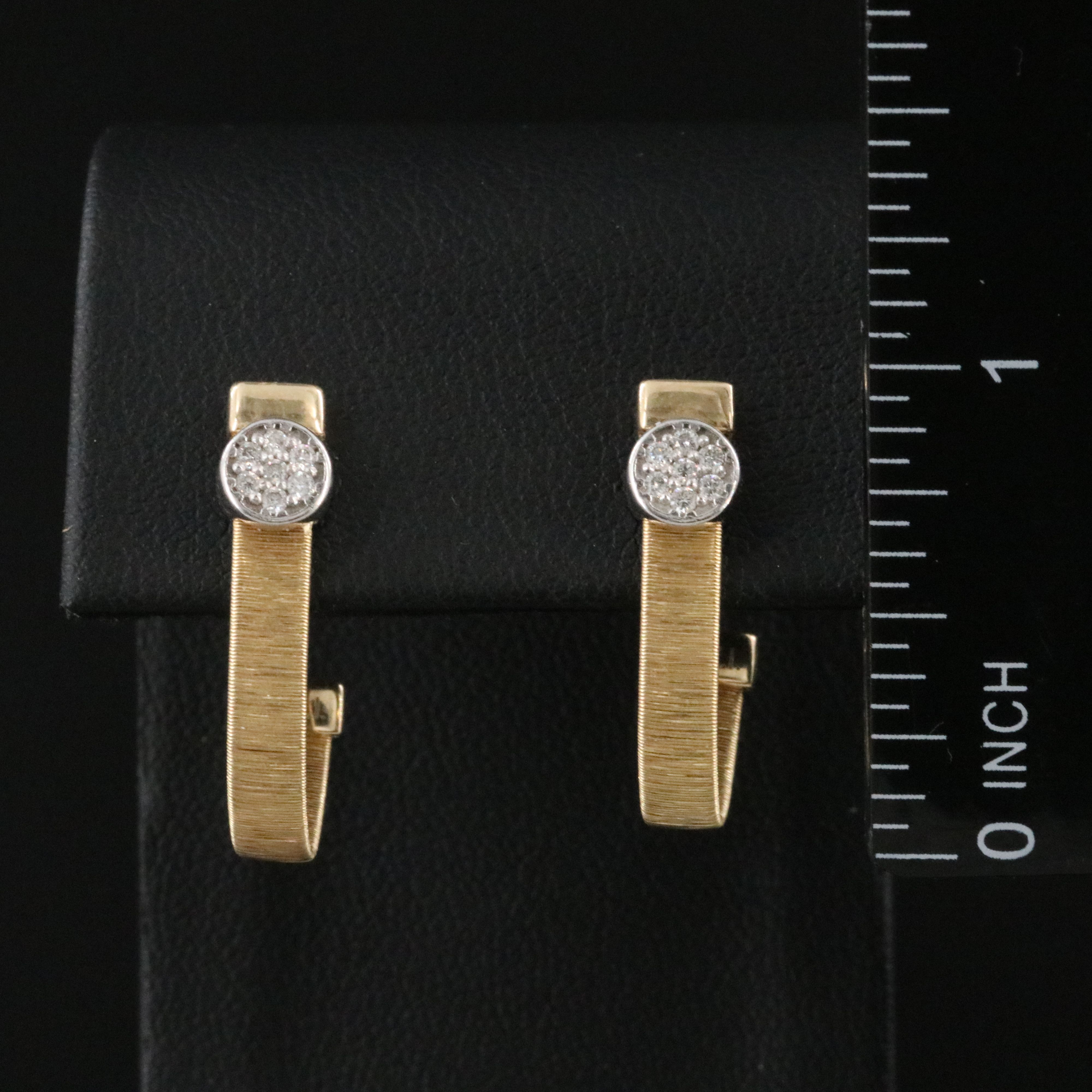 14K 0.15 CTW Diamond Textured J Hoop Earrings