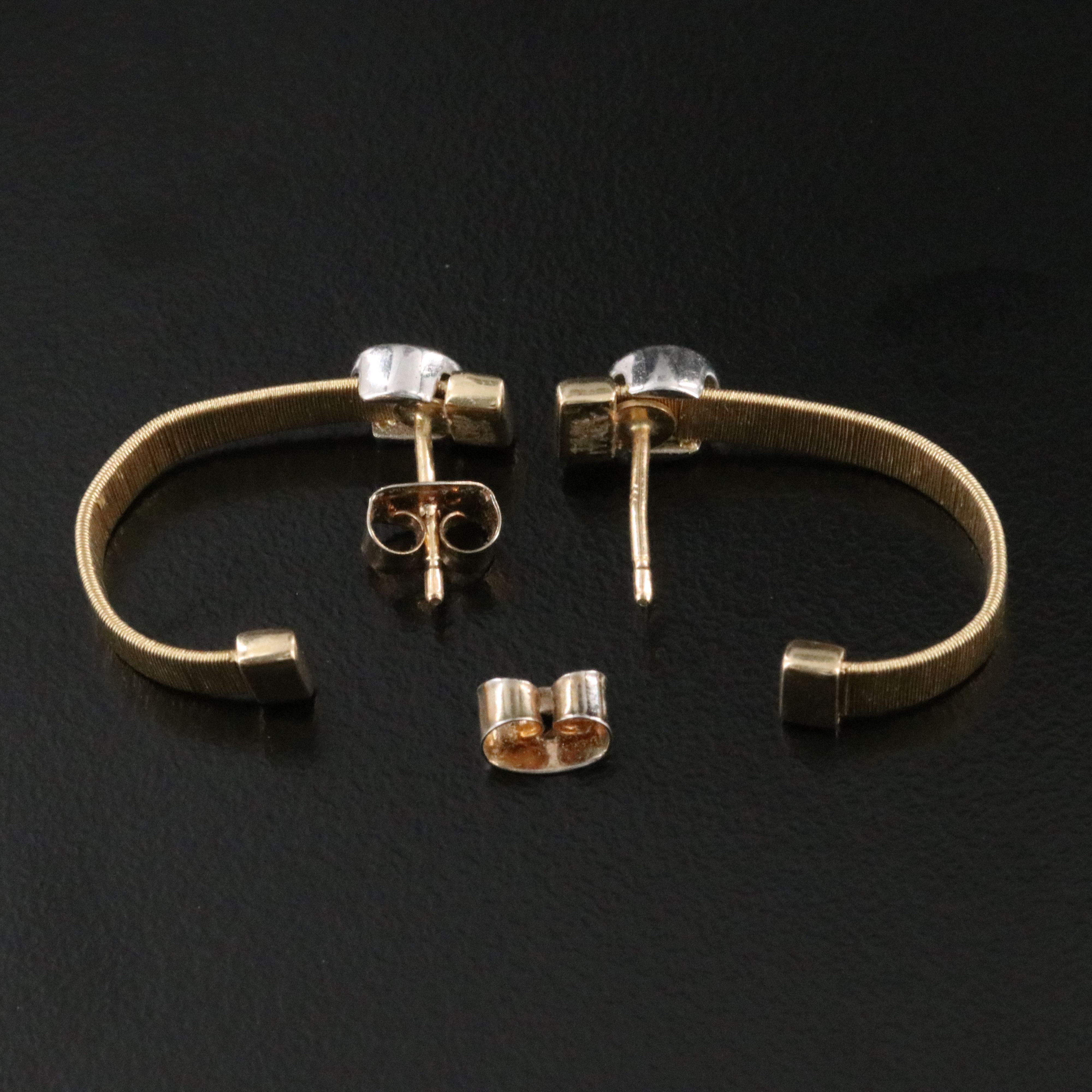 14K 0.15 CTW Diamond Textured J Hoop Earrings