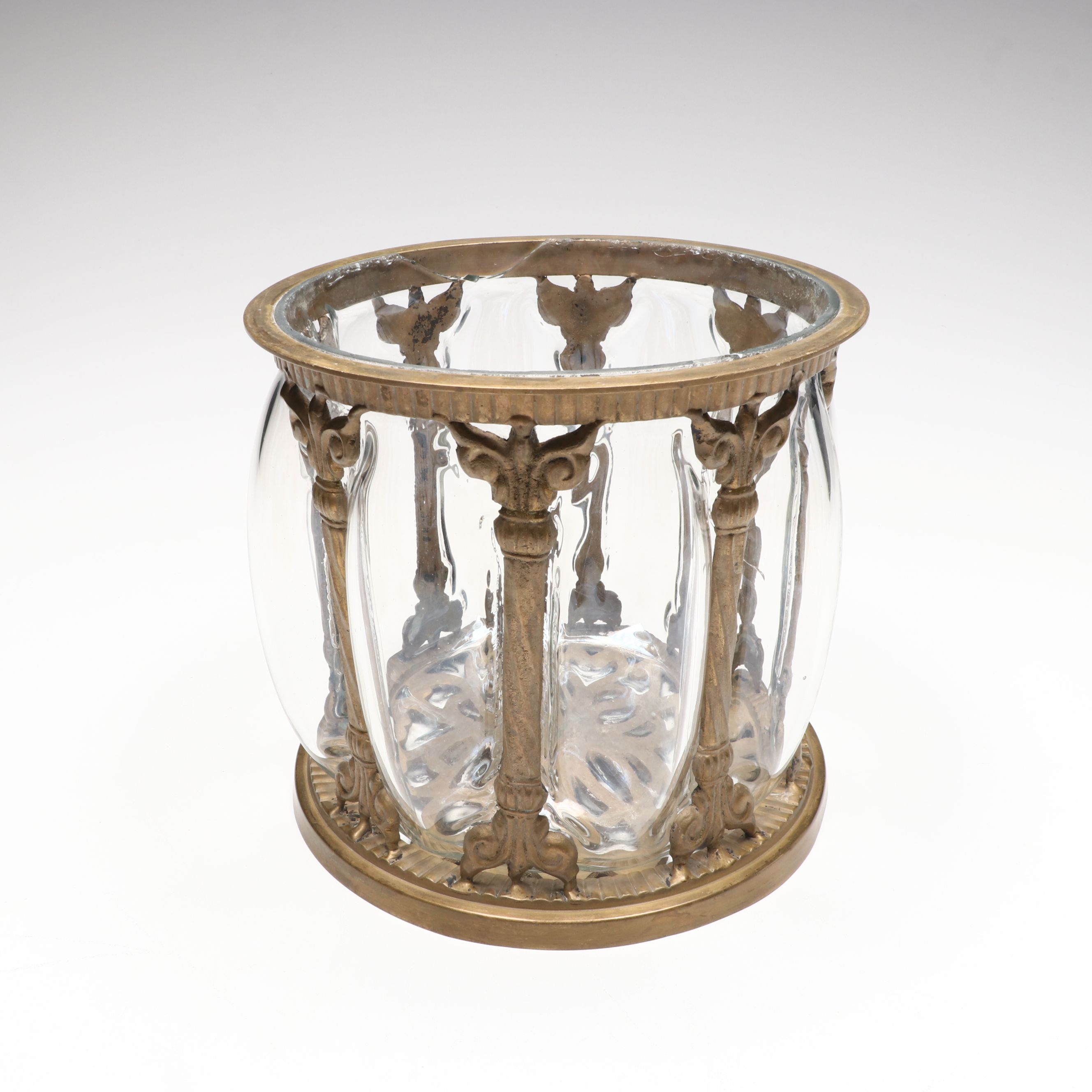 Brass Finish Blown Bubble Glass Apothecary Jars