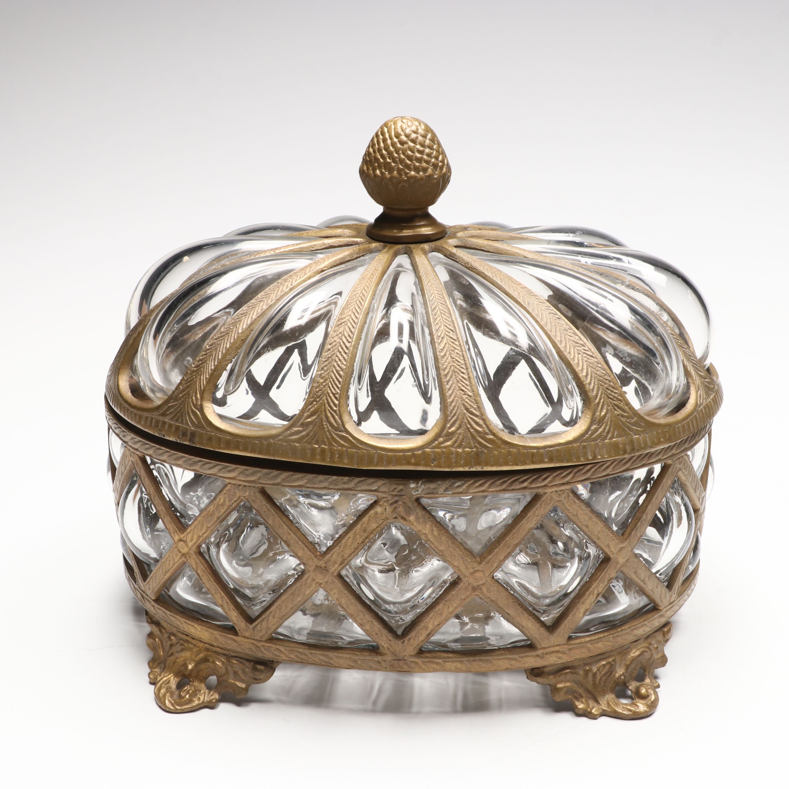 Brass Finish Blown Bubble Glass Apothecary Jars