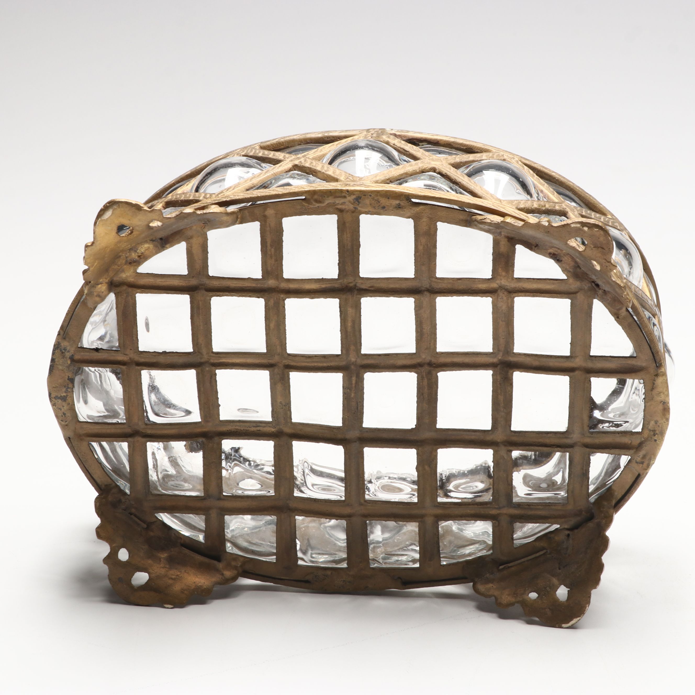 Brass Finish Blown Bubble Glass Apothecary Jars