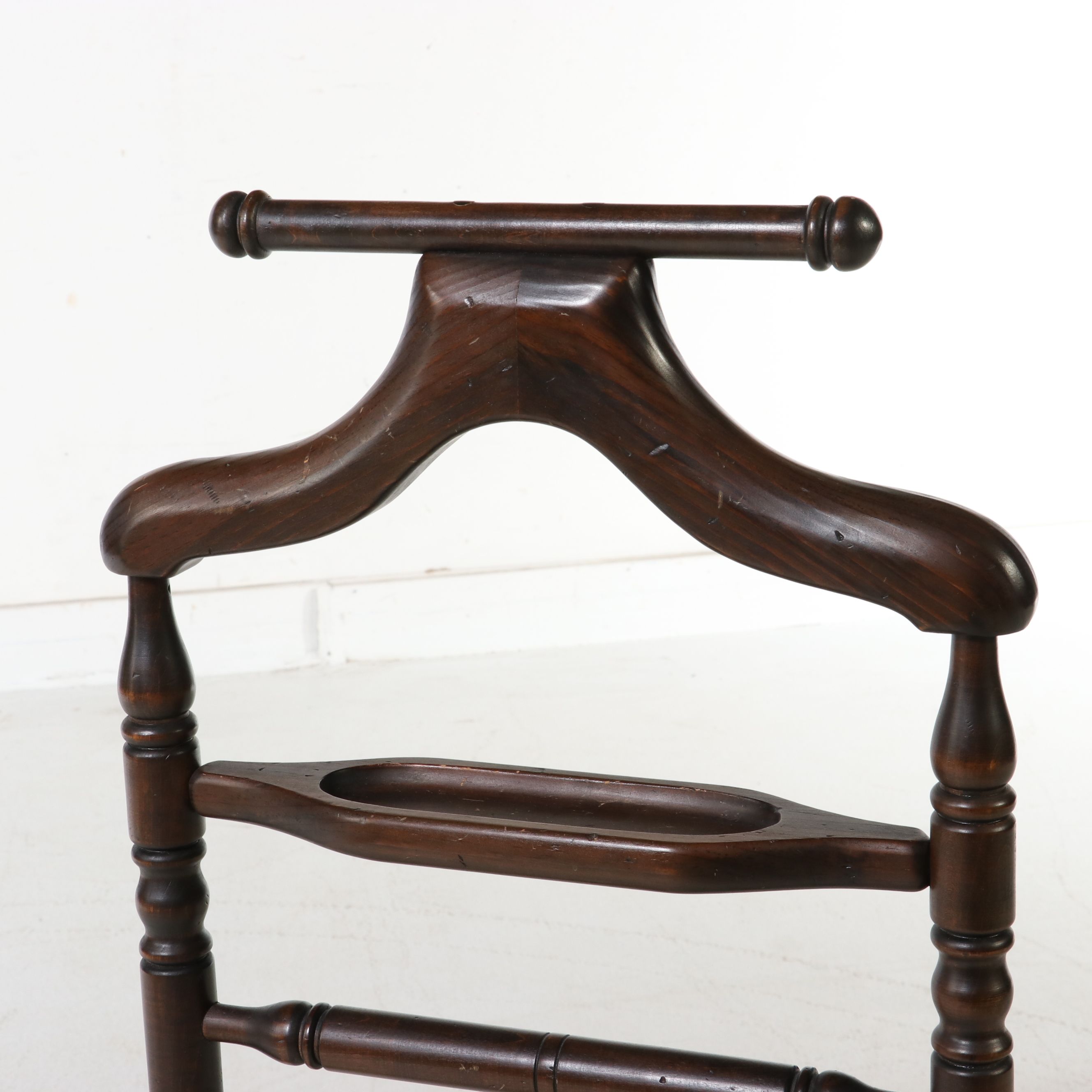 Edwardian Style Hardwood Gentleman's Valet Stand, Mid to Late 20th Century