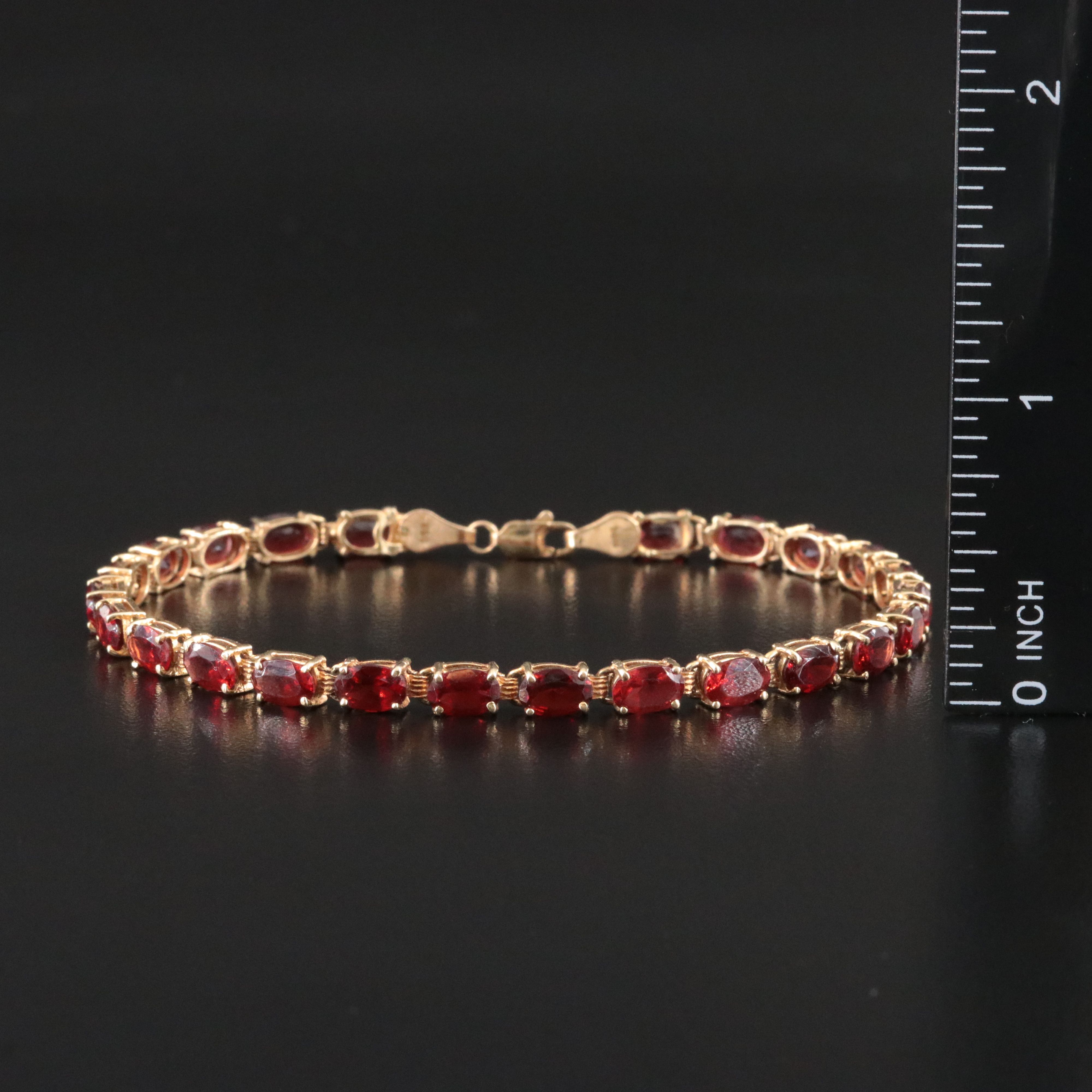 14K Garnet Line Bracelet