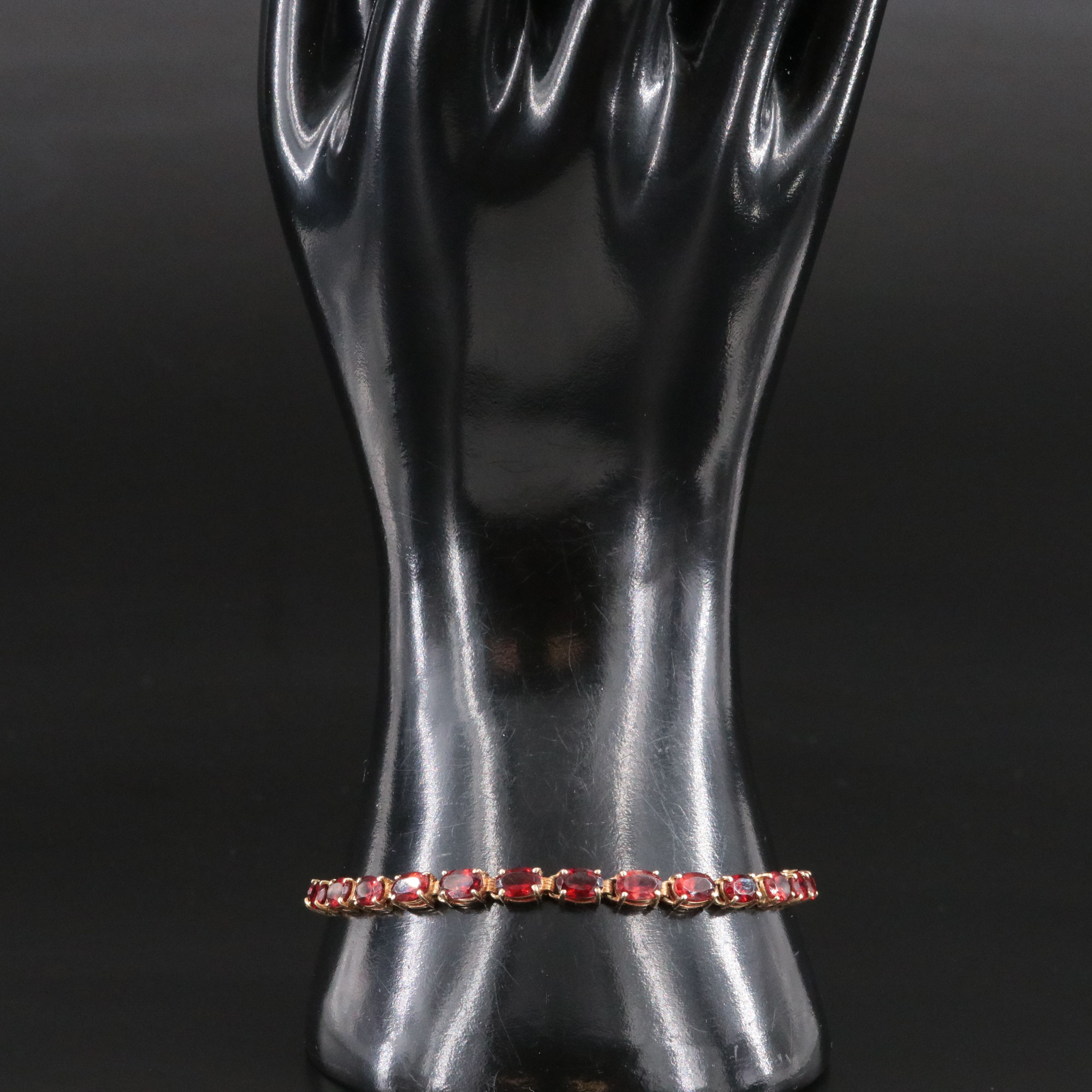 14K Garnet Line Bracelet