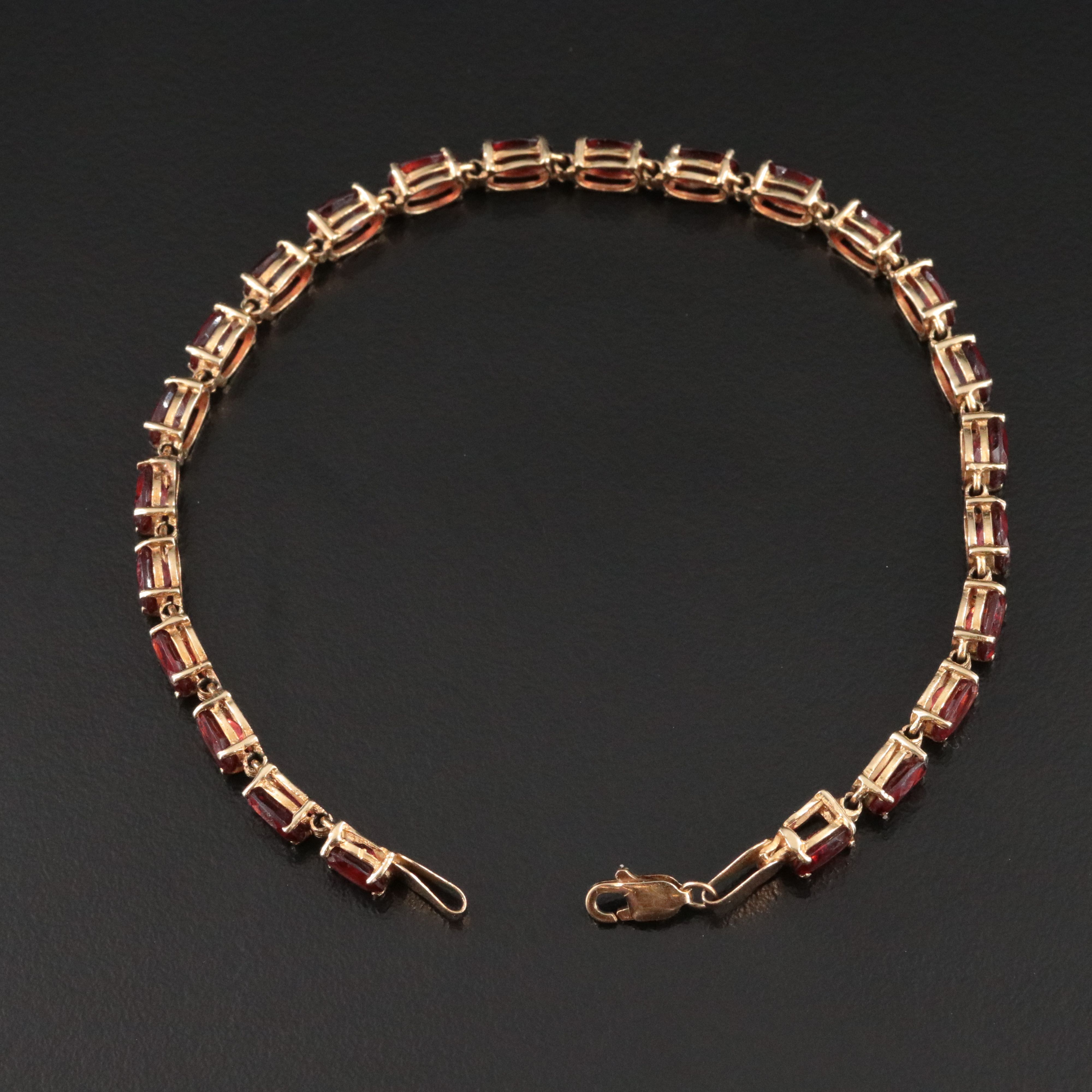 14K Garnet Line Bracelet