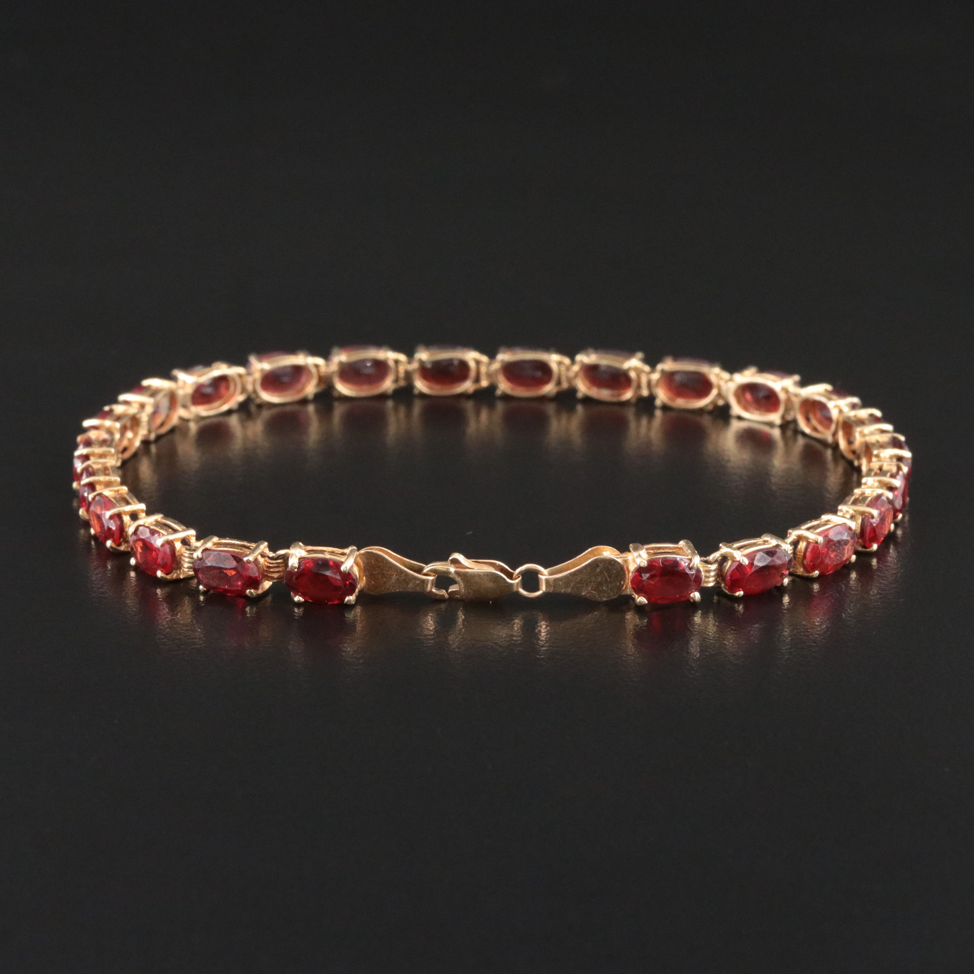 14K Garnet Line Bracelet