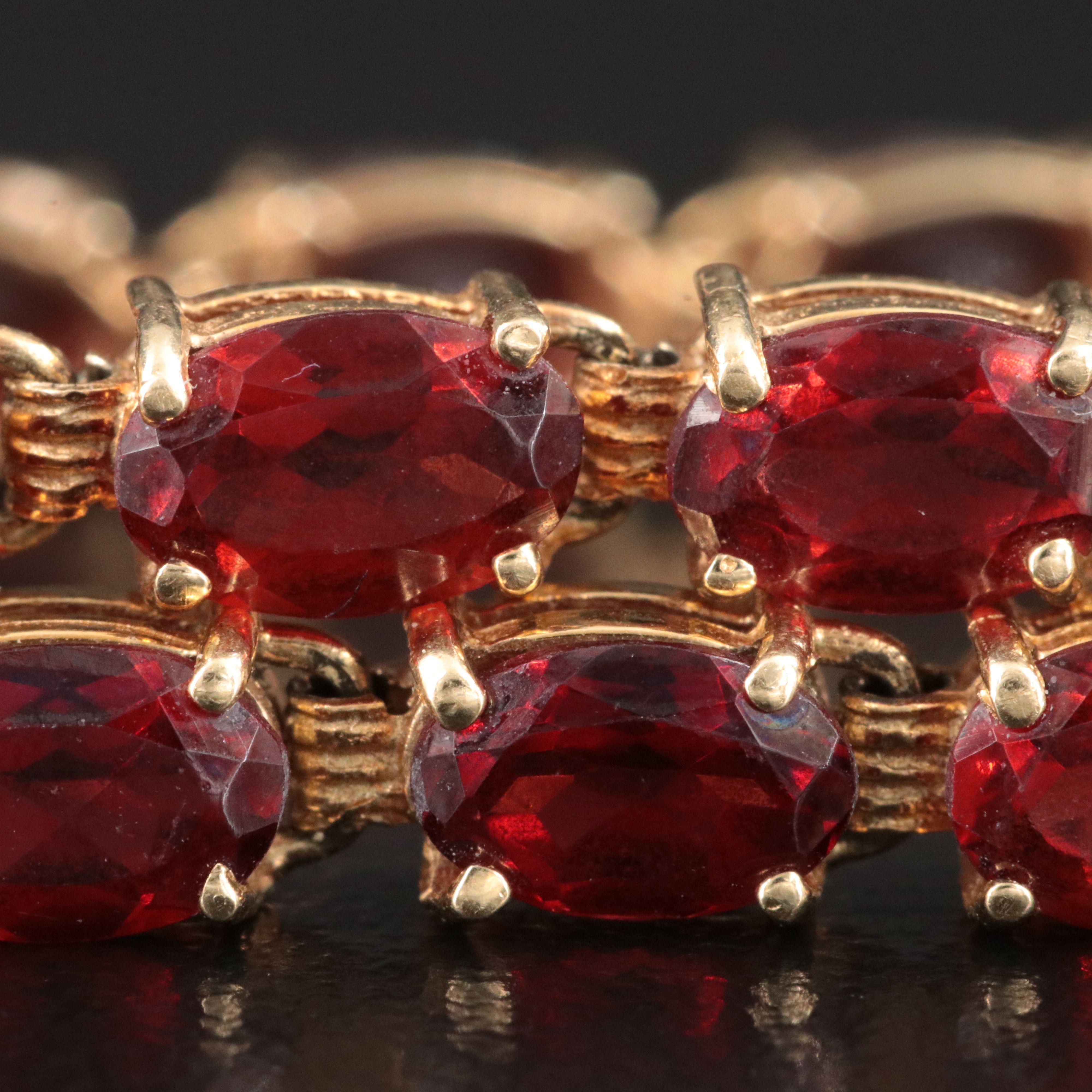 14K Garnet Line Bracelet