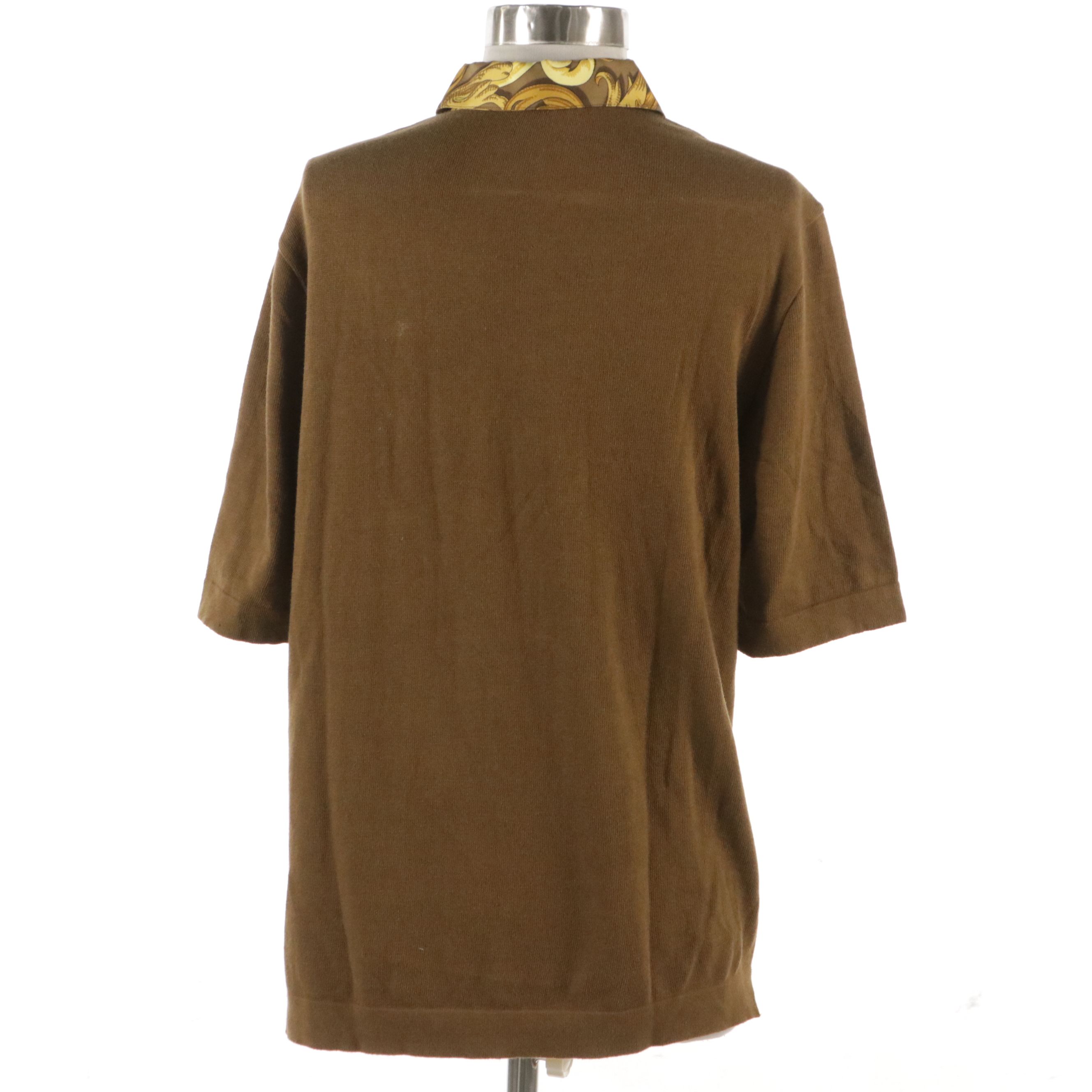 Hermès "Le Mors à la Conétable" Polo in Silk Twill and Cotton/Cashmere Knit