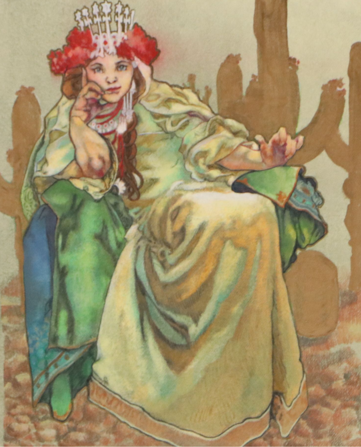 C.F. Dunn Mixed Media Painting "Desert Queen," 2015