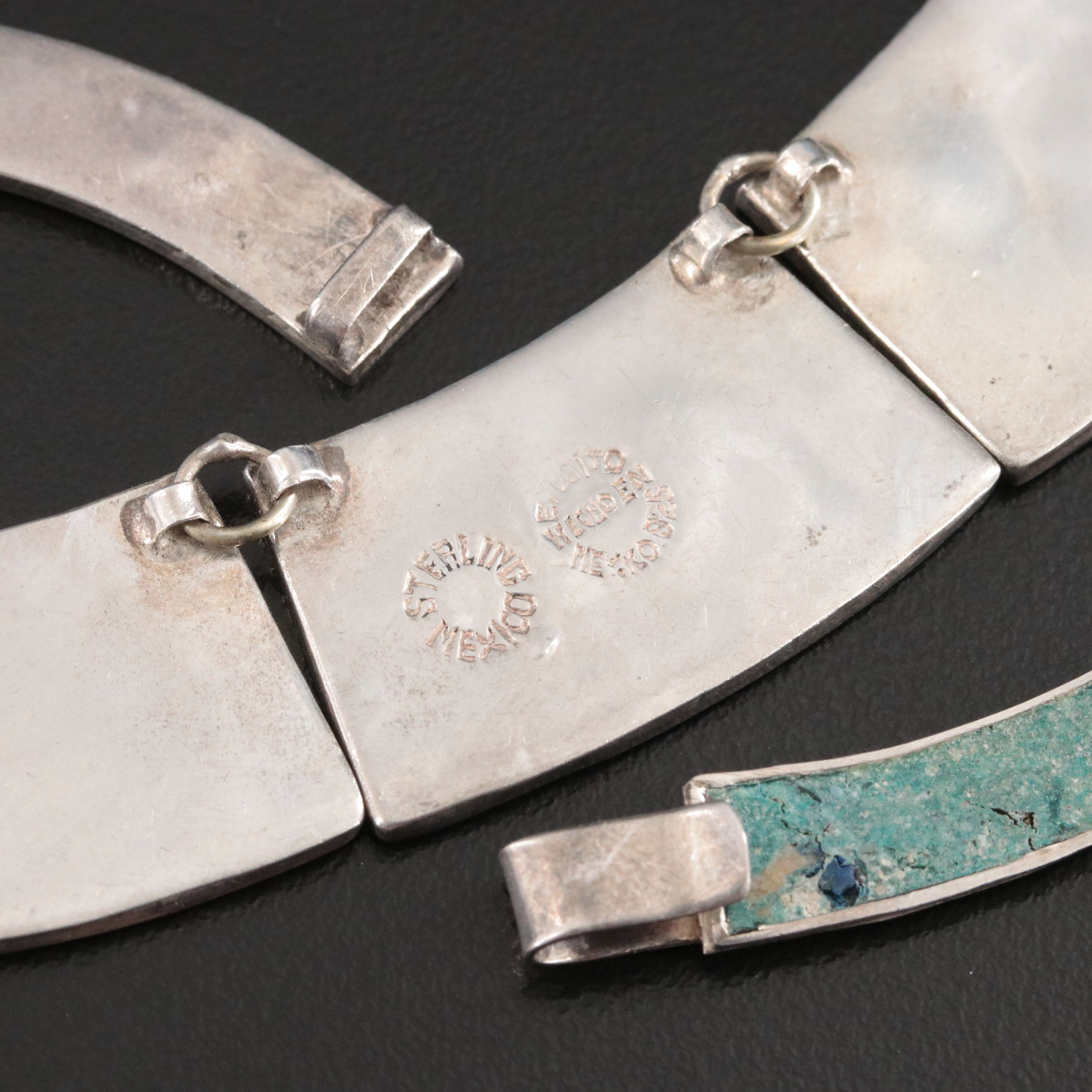 Mexican E. Brito Sterling Inlay Necklace, 1940s