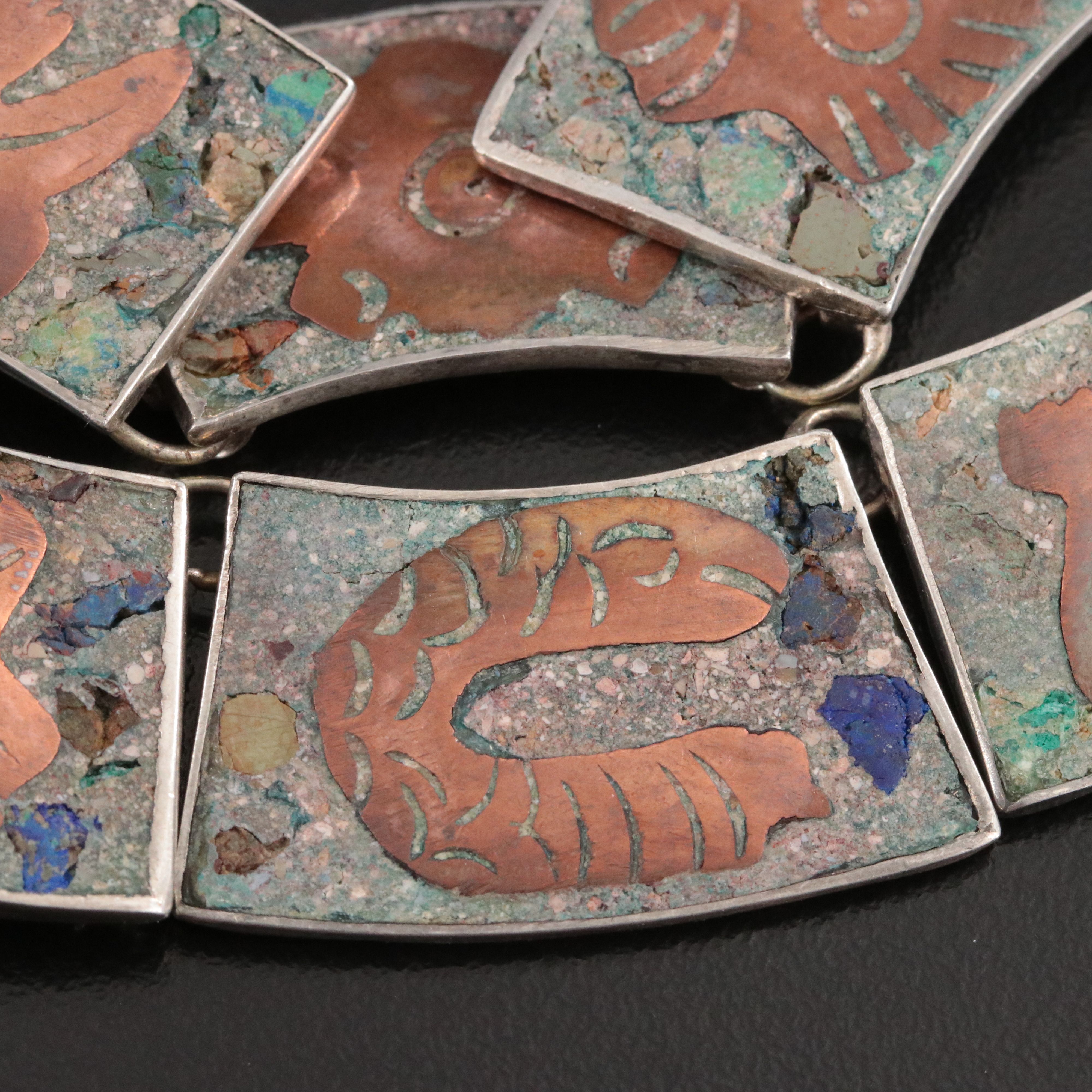 Mexican E. Brito Sterling Inlay Necklace, 1940s