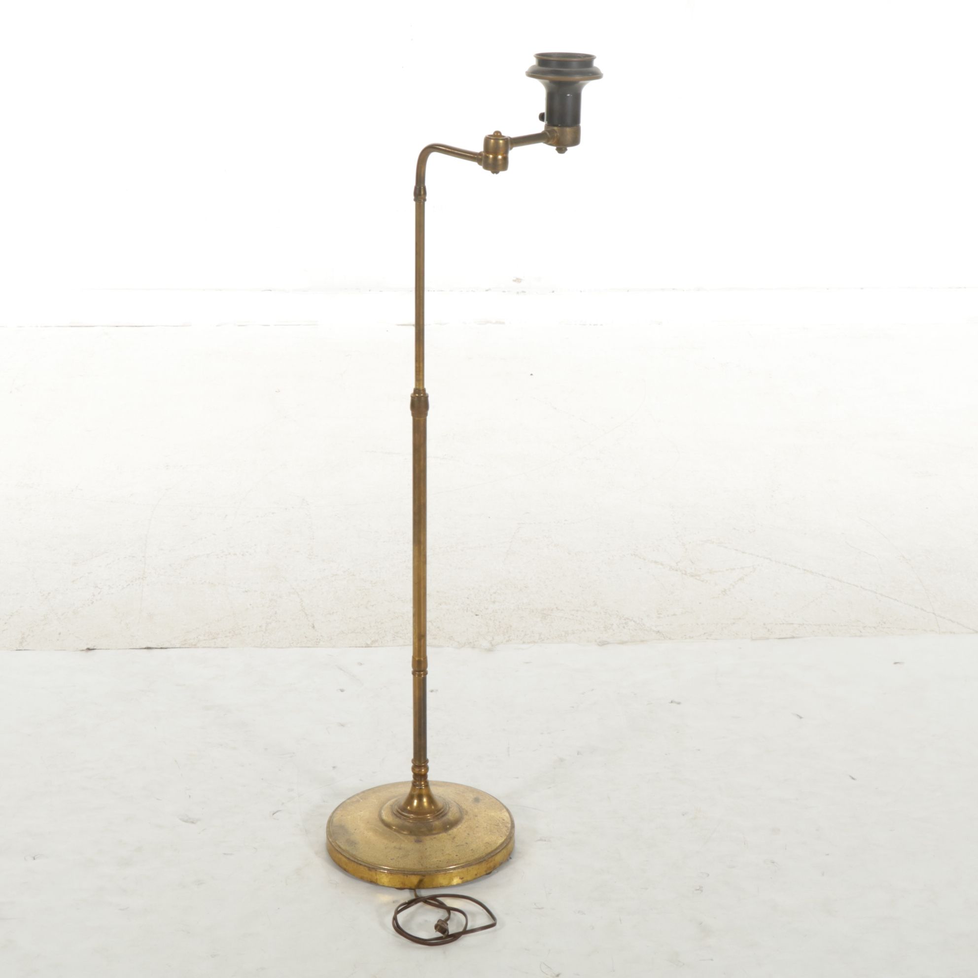 Brass Adjustable Swing Arm Floor Lamp, Mid-20th Century