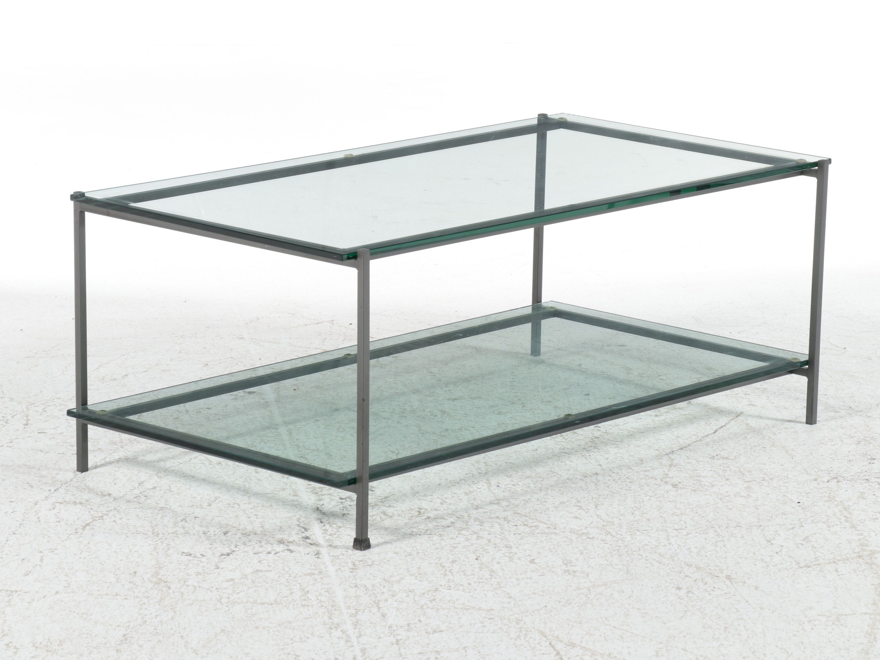 Four-Piece Contemporary Glass and Metal Occasional Table Suite