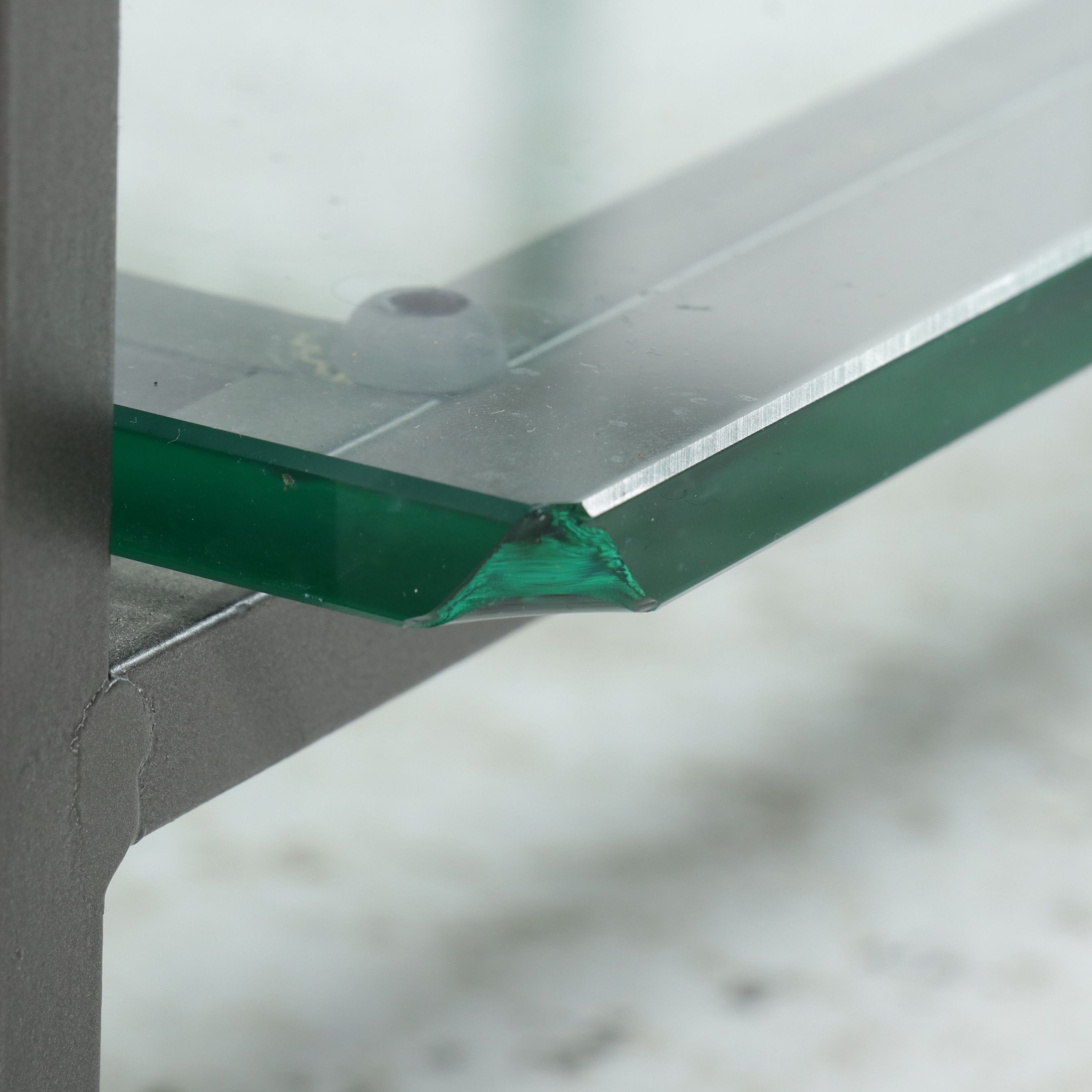 Four-Piece Contemporary Glass and Metal Occasional Table Suite