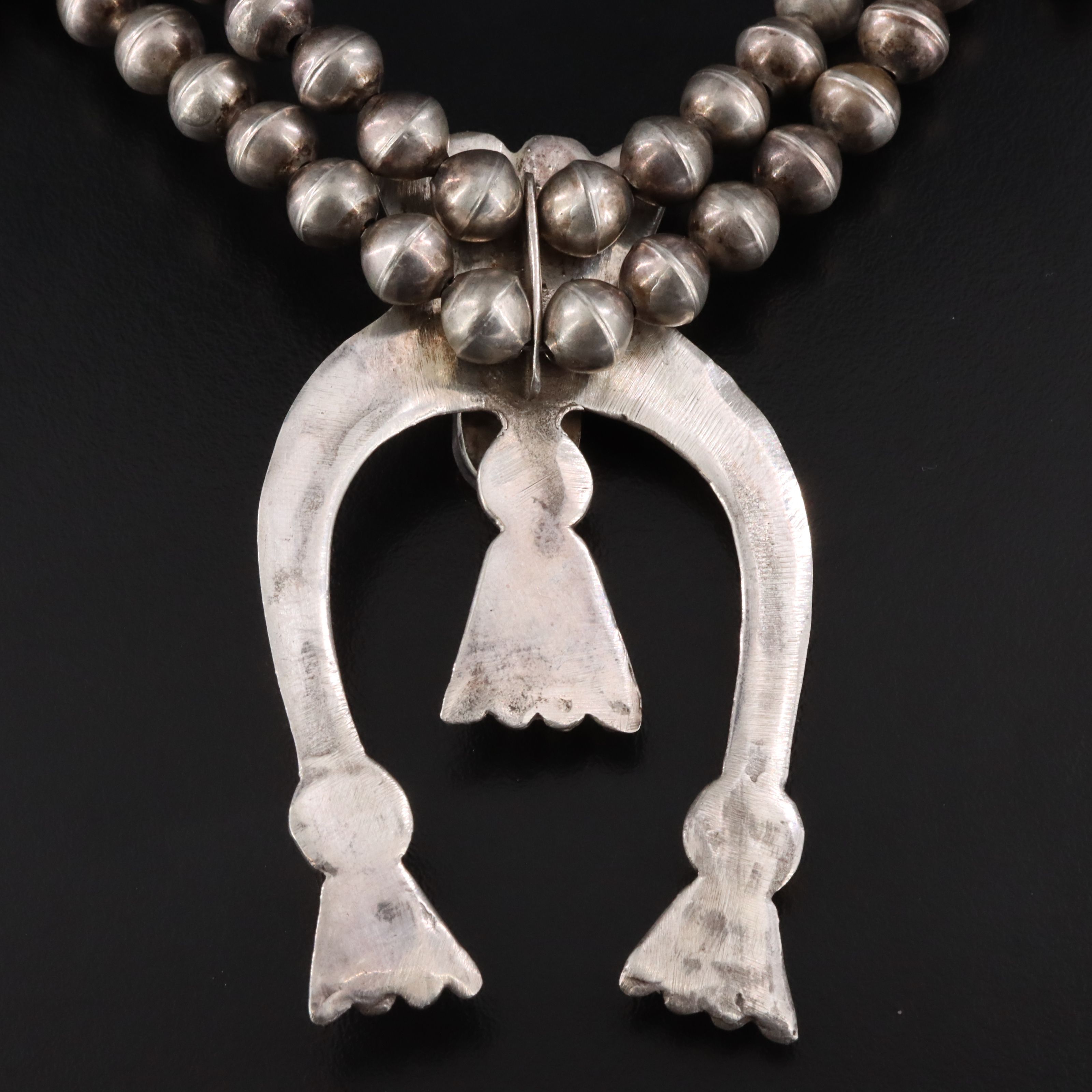 Southwestern Sterling Coral Squash Blossom Necklace