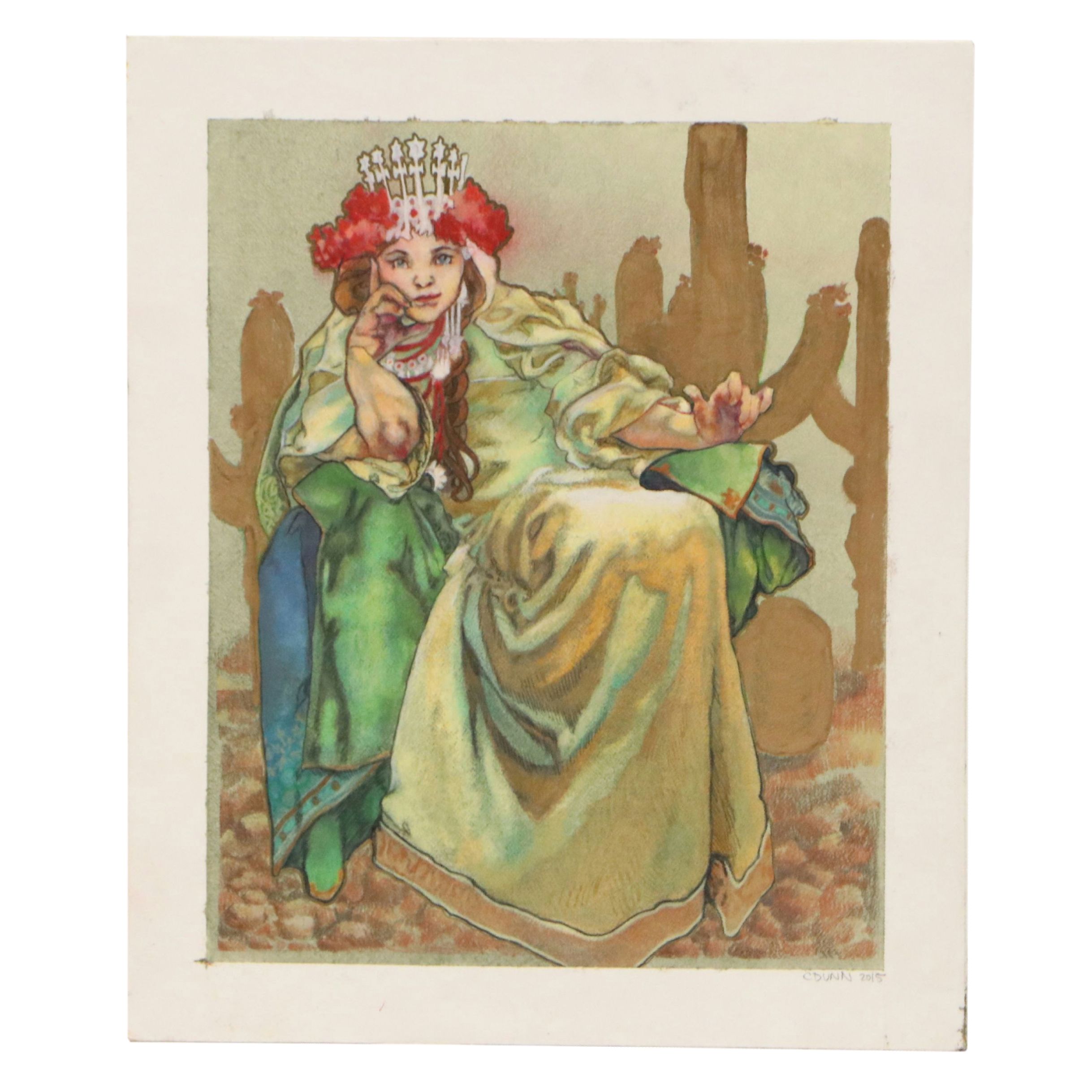 C.F. Dunn Mixed Media Painting "Desert Queen," 2015