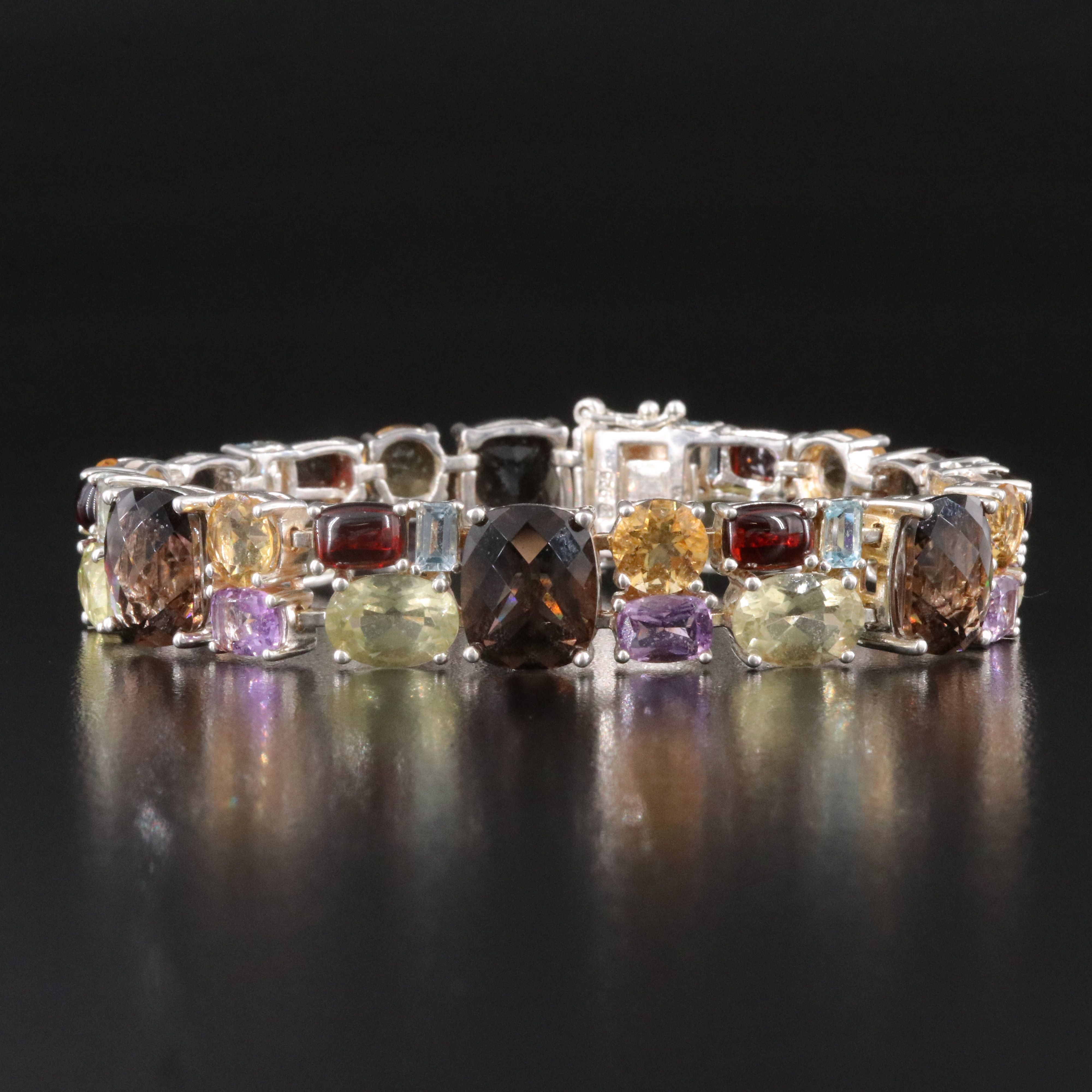 Sterling Bracelet Including Garnet, Amethyst and Citrine
