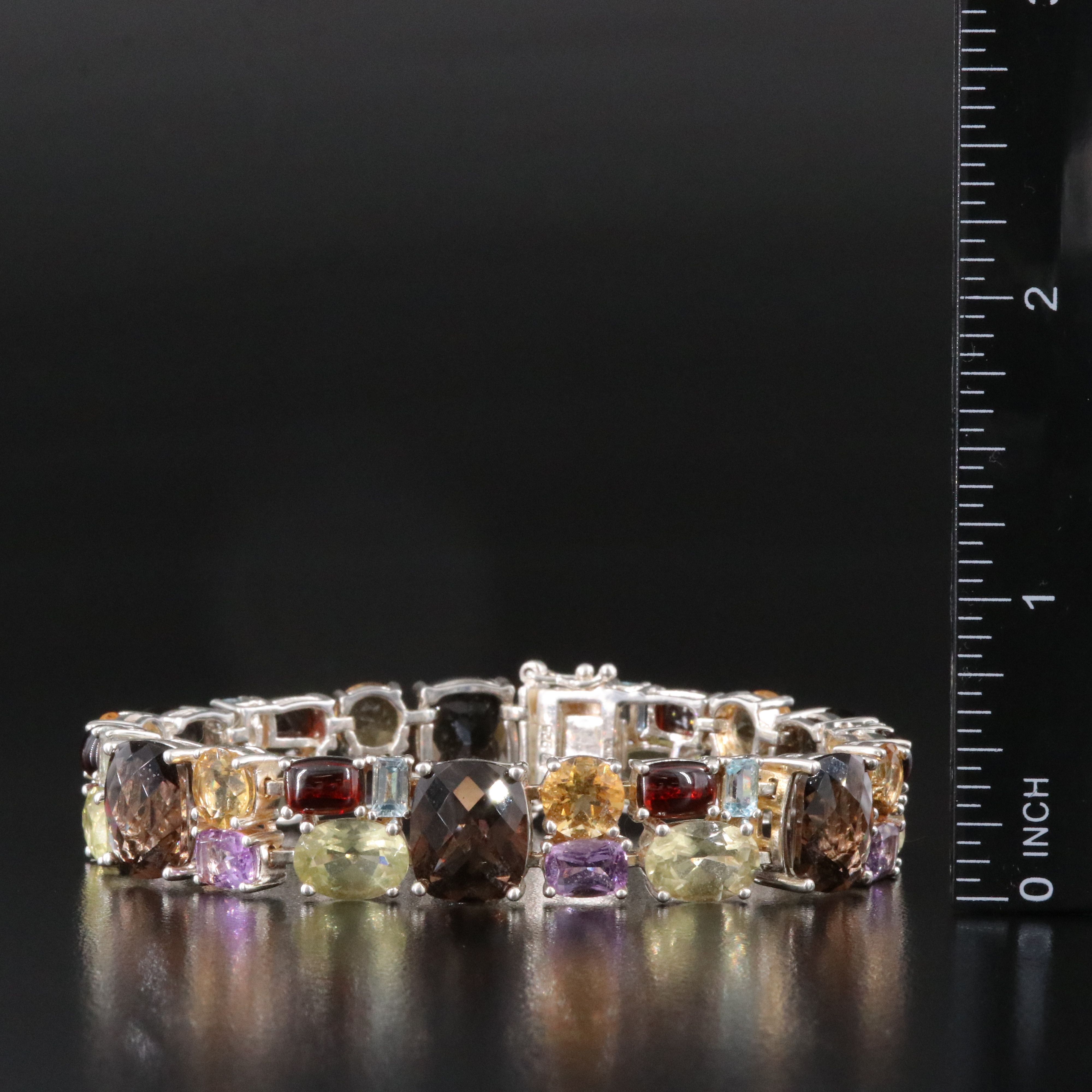 Sterling Bracelet Including Garnet, Amethyst and Citrine