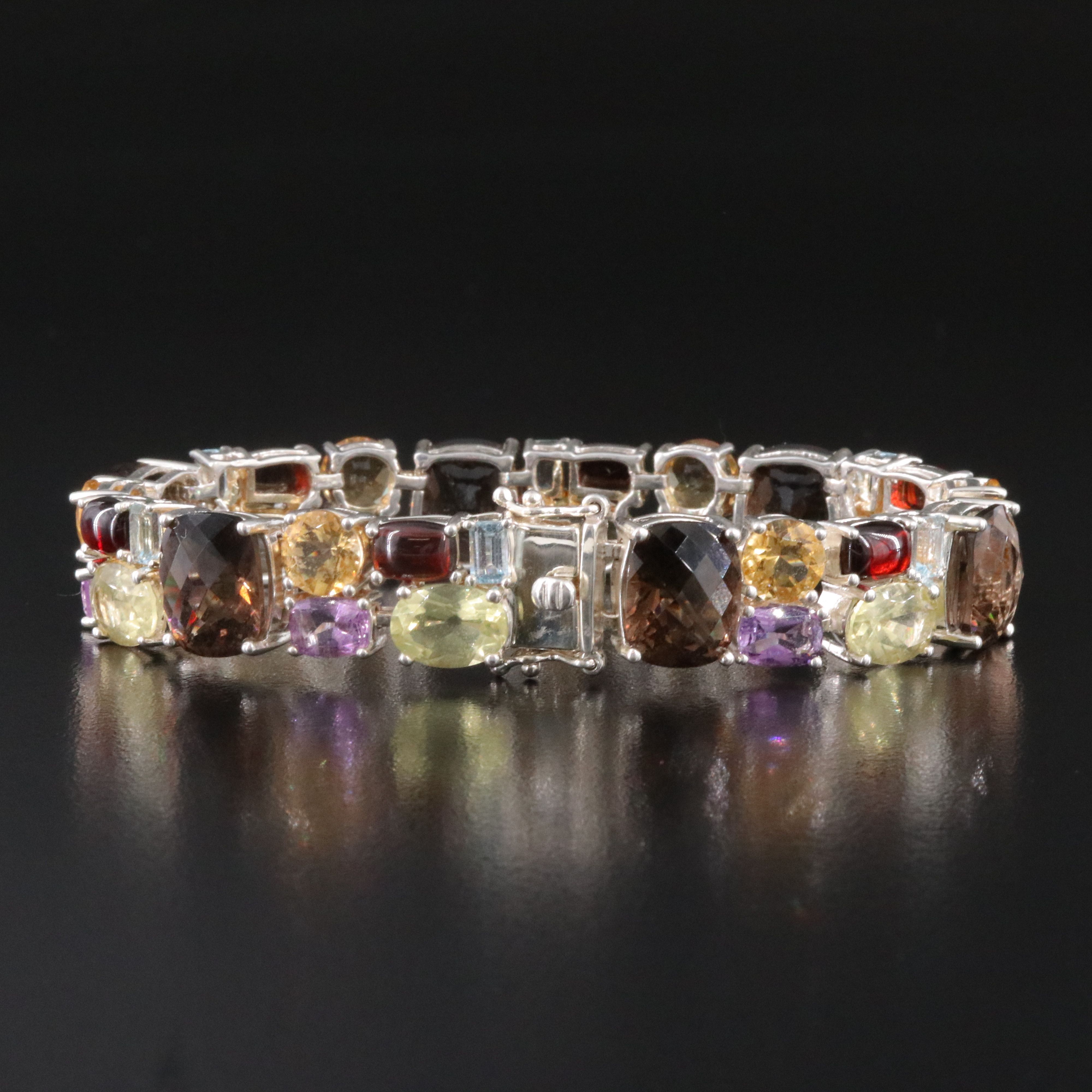 Sterling Bracelet Including Garnet, Amethyst and Citrine
