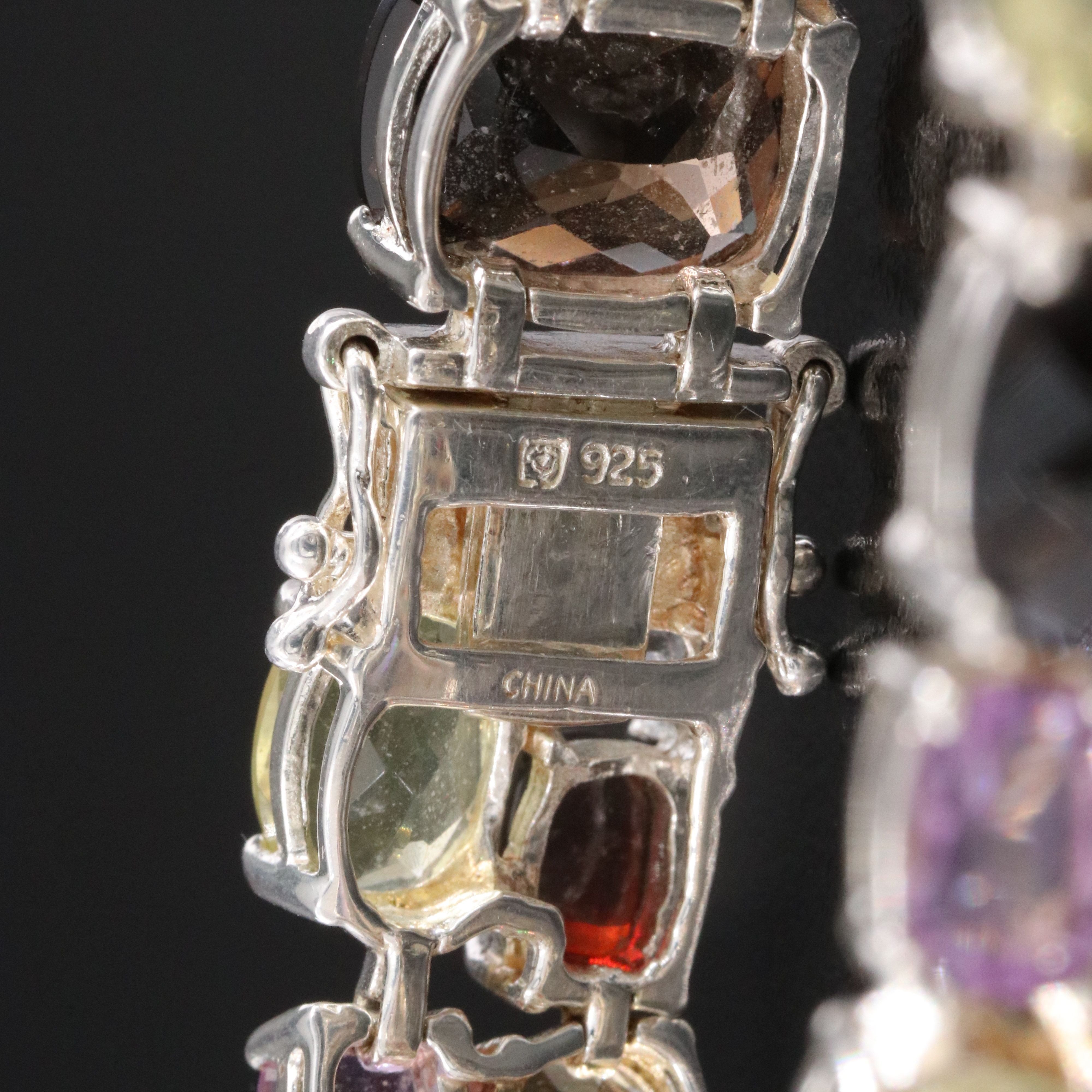 Sterling Bracelet Including Garnet, Amethyst and Citrine