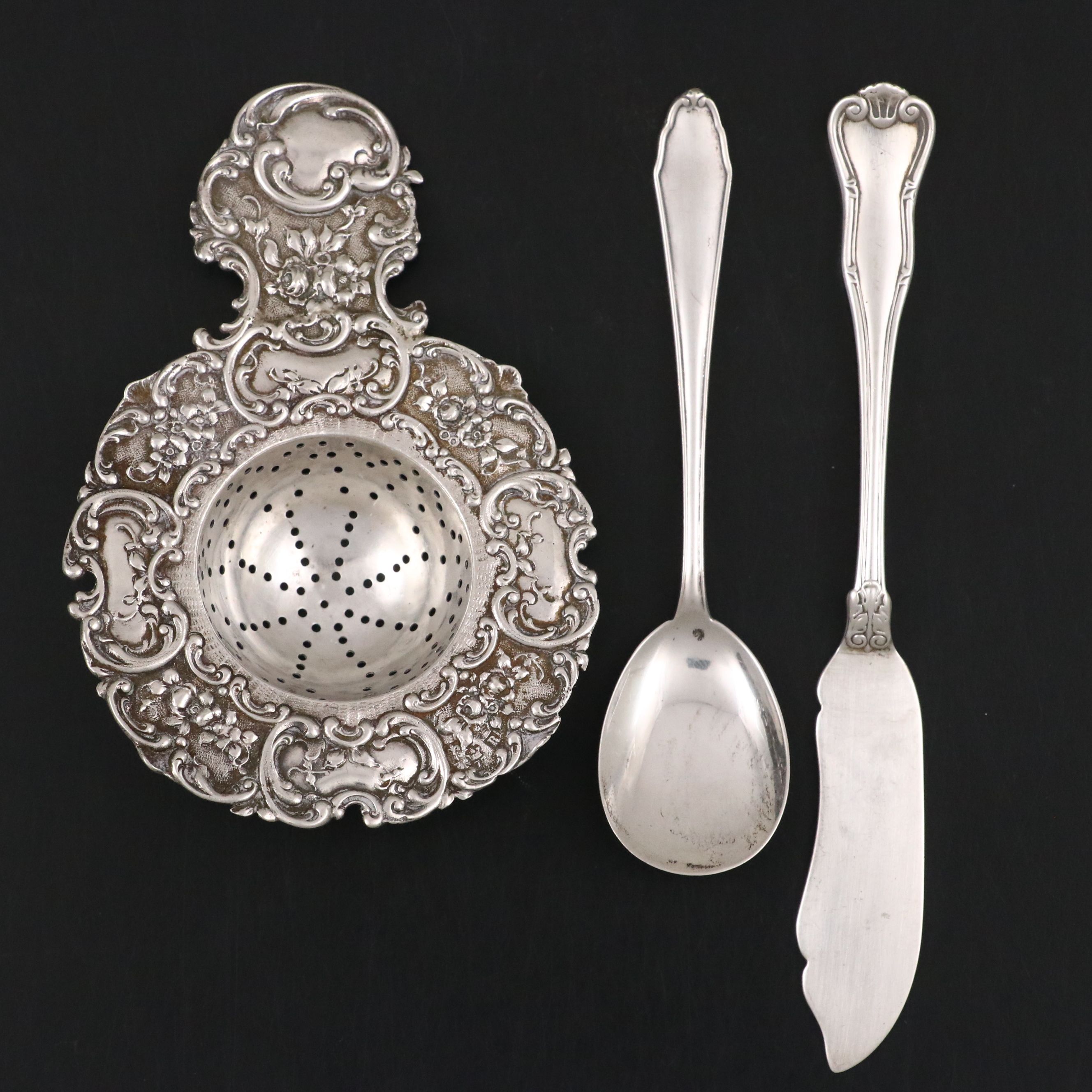 Tiffany & Co. "Provence" Sterling Silver Spreader with German 800 Silver Pieces