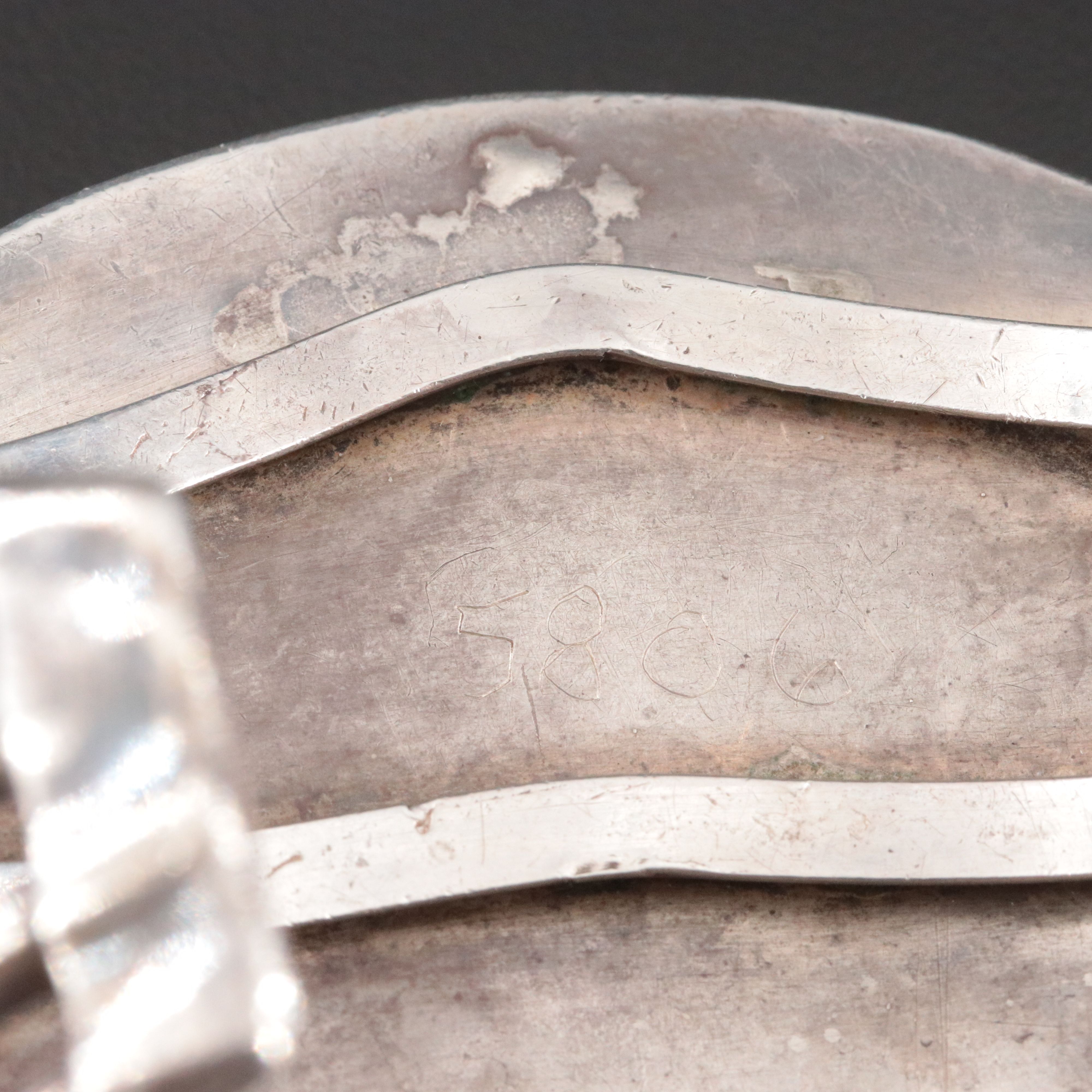 Signed Southwestern Sterling Turquoise Cuff Bracelet