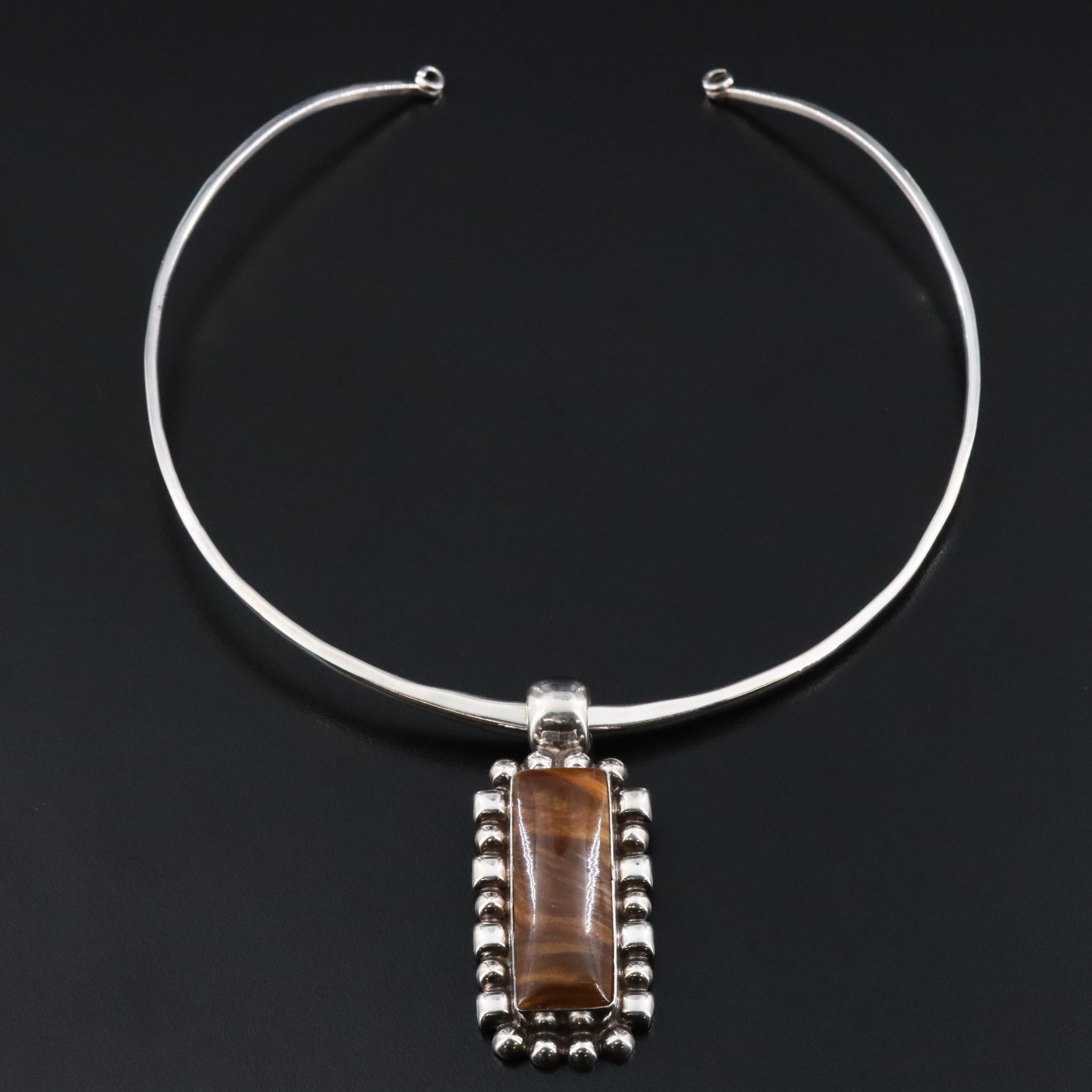 Sterling Torque Necklace and Mexican Pendant