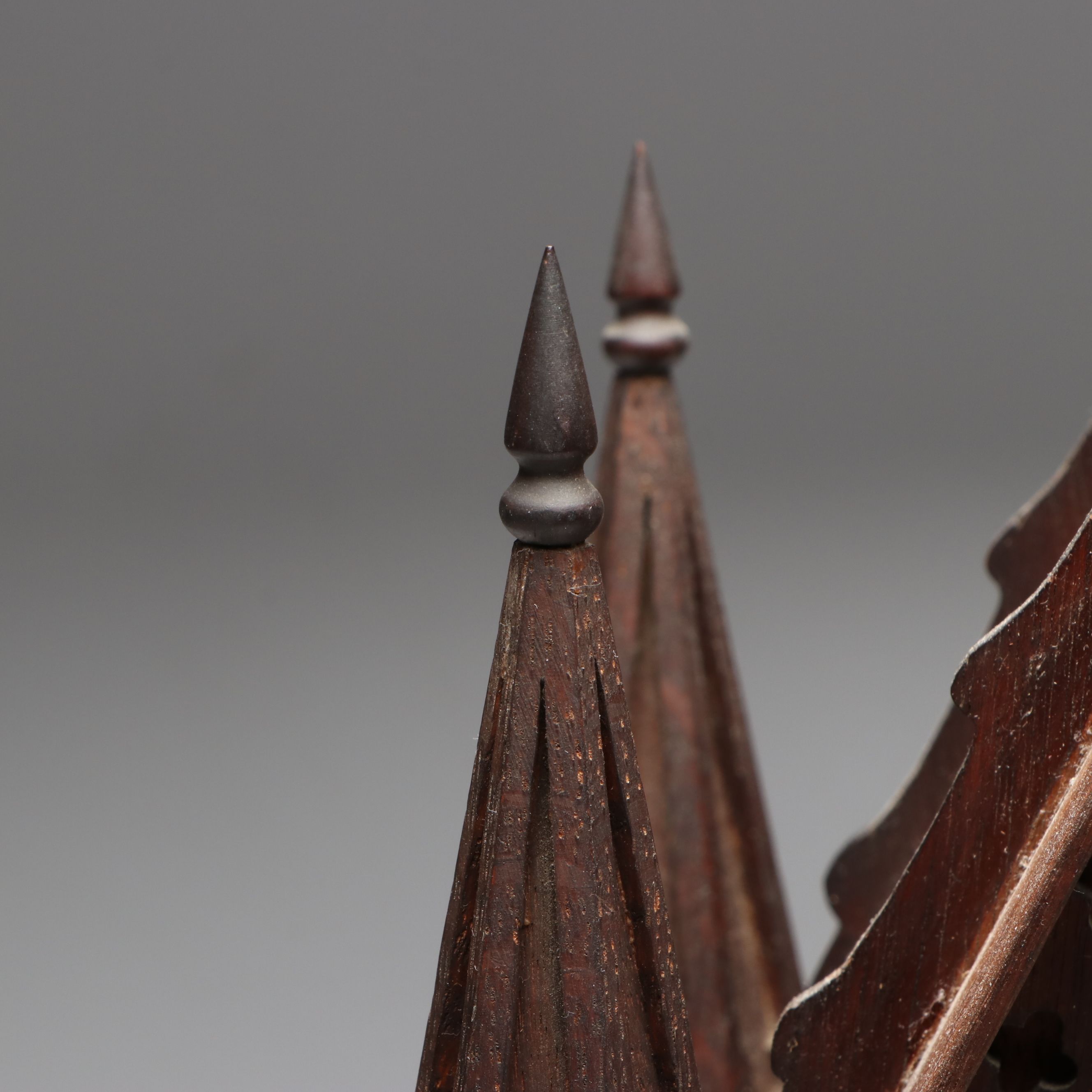 Victorian Gothic Revival Wooden Fretwork Cathedral Mantel Clock, 1884