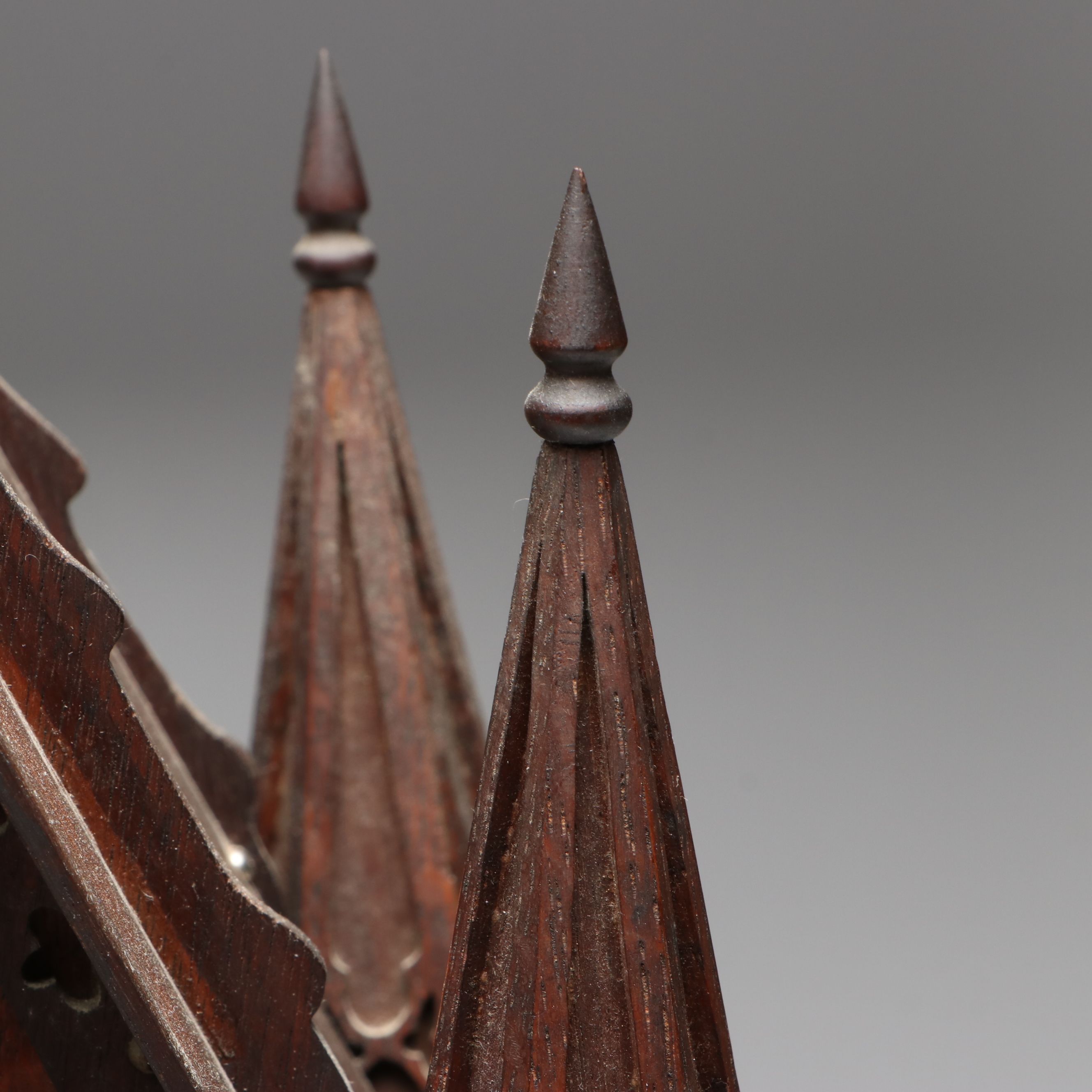 Victorian Gothic Revival Wooden Fretwork Cathedral Mantel Clock, 1884