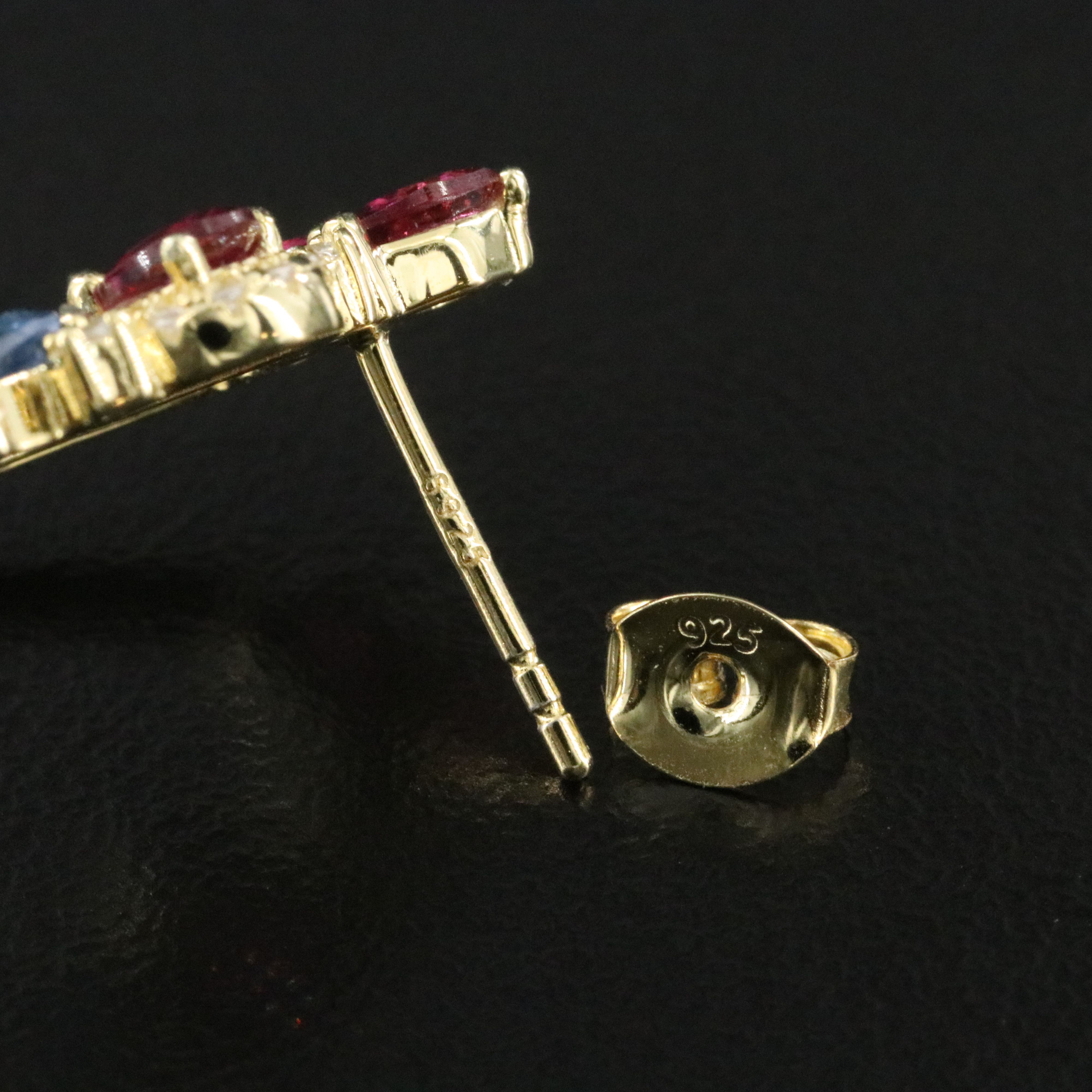 Sterling Kyanite, Rhodolite Garnet and CZ Loop Earrings