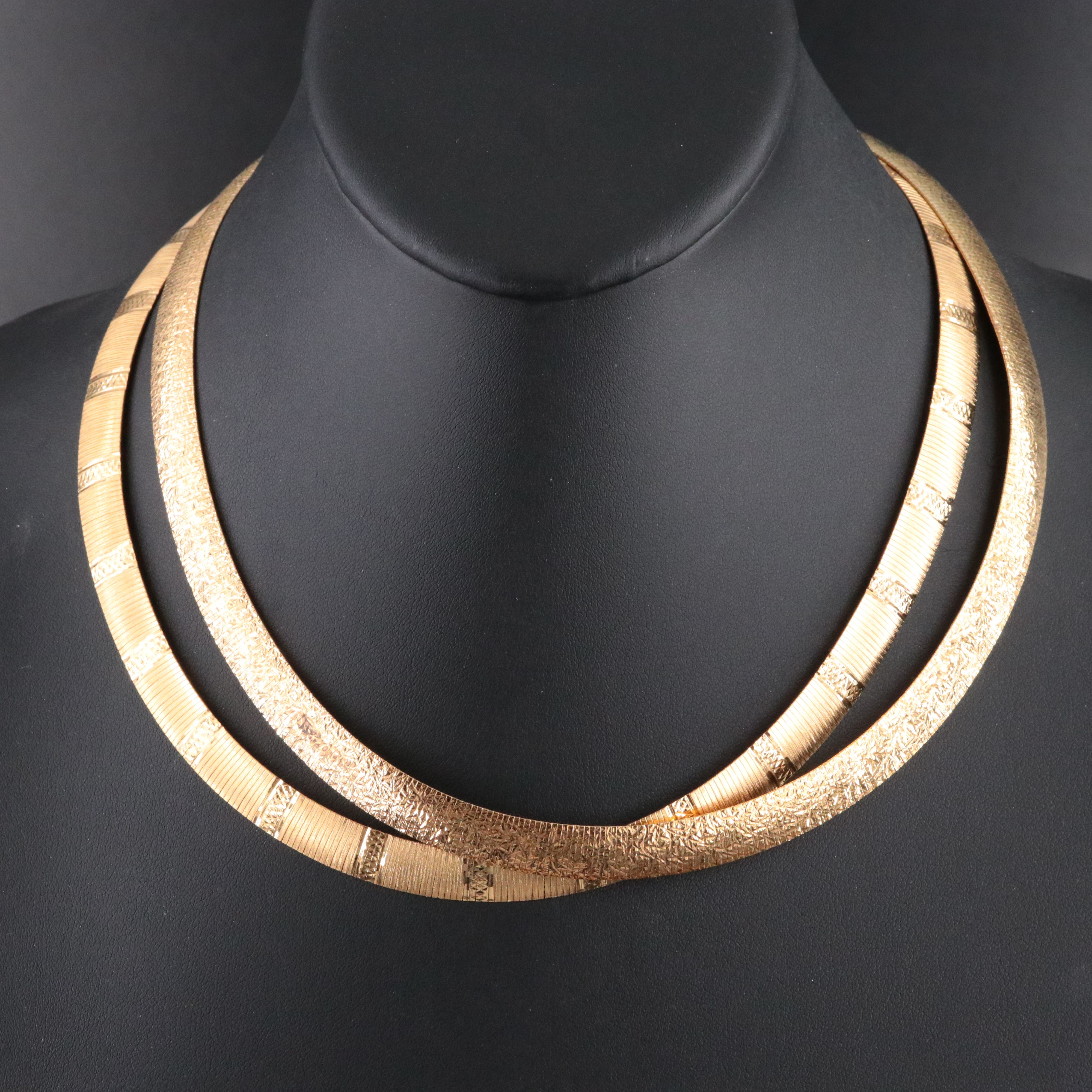 Dyadema Bronze Omega Chain Necklaces with Diamond-Cut Designs