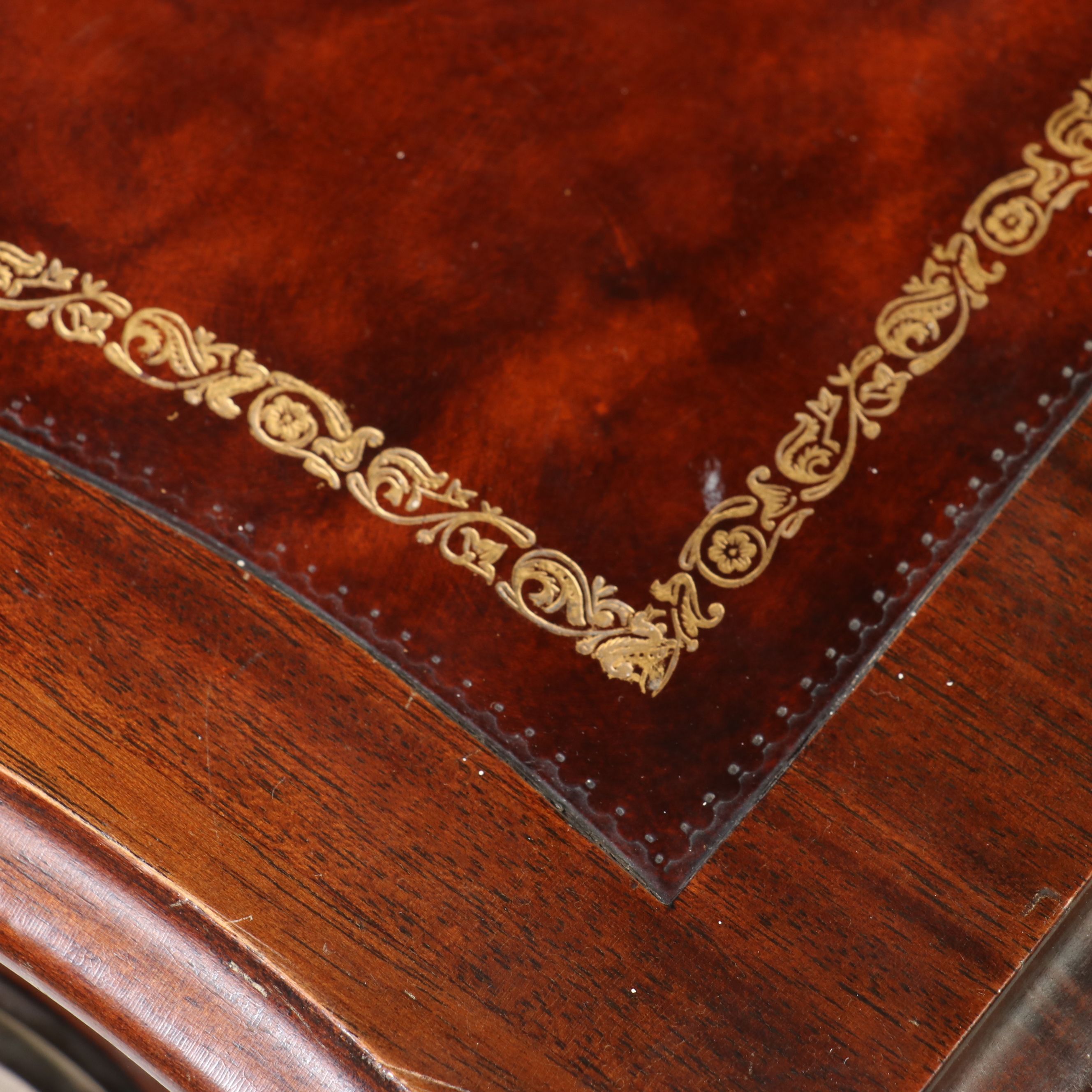 Maddox Table Co. Hepplewhite Style Mahogany Bowfront Chest with Leather Top