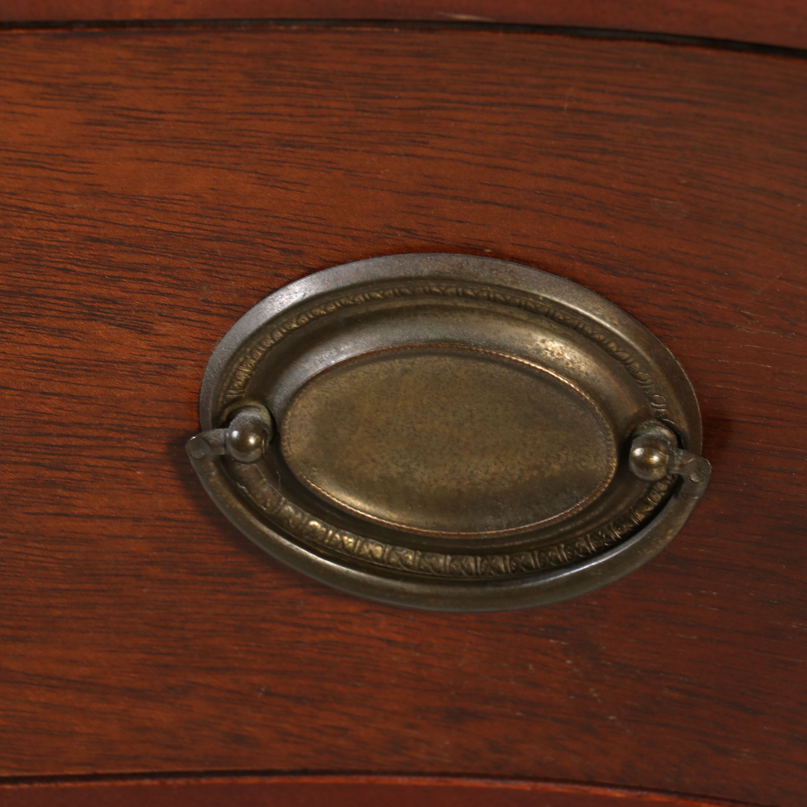 Maddox Table Co. Hepplewhite Style Mahogany Bowfront Chest with Leather Top